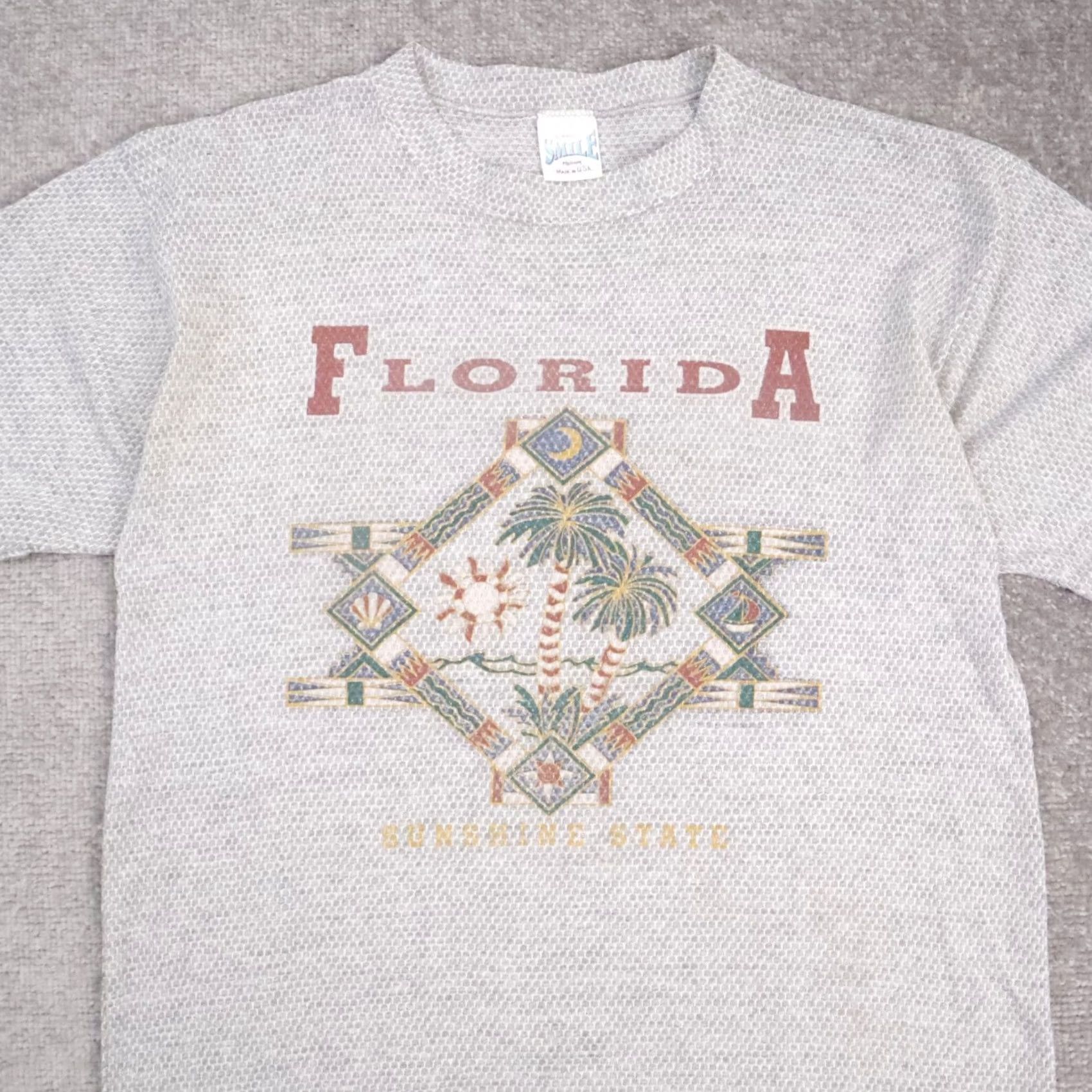 Vintage VINTAGE Florida USA Sunshine State T-Shirt Gray Short Sleeve Crew Neck M Men VTG 80s 90s Cotton Shirt Size US M / EU 48-50 / 2 - 5 Thumbnail