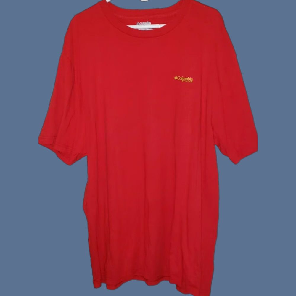 Vintage Columbia PFG Men's Red T-Shirt XLT Long Tail "I'd Rather Be Redfishing" Crew Neck Short Sleeve Cotton Logo Fishing Scene Size US XL / EU 56 / 4 - 1 Thumbnail