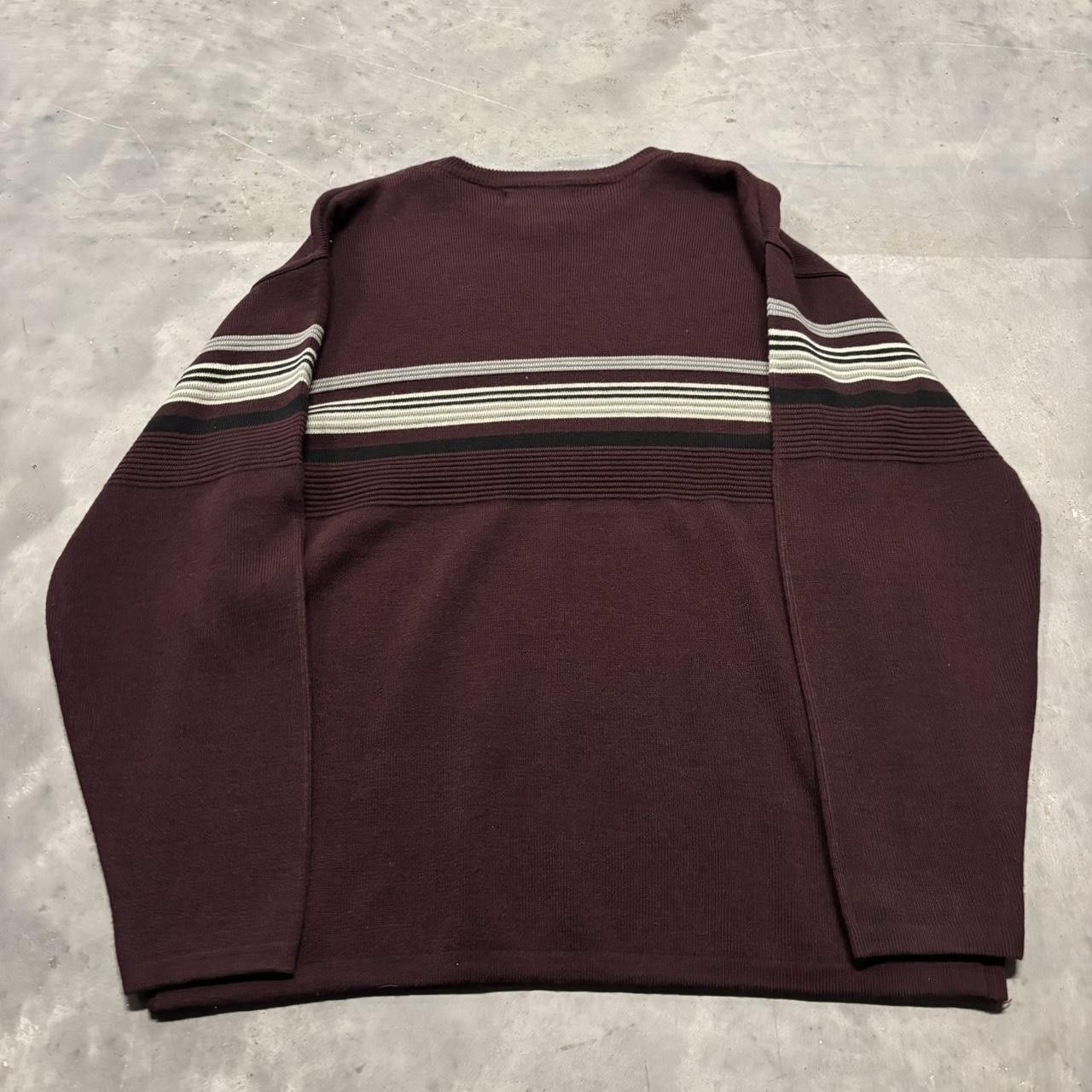 Japanese Brand × Vintage Crazy Vintage Y2K/2000s Grunge Dark Red Striped Skater Light Sweater! Size US M / EU 48-50 / 2 - 5 Thumbnail