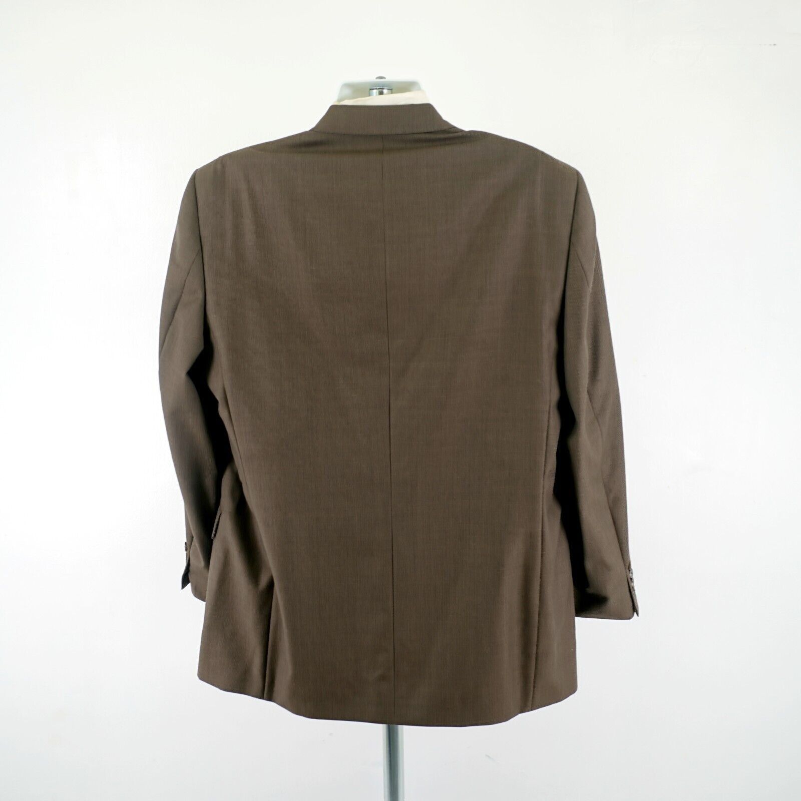 Hart Schaffner Marx DAMAGED Hart Schaffner Marx Wool Brown Check 46L 3 Button Bl Size 46L - 7 Thumbnail