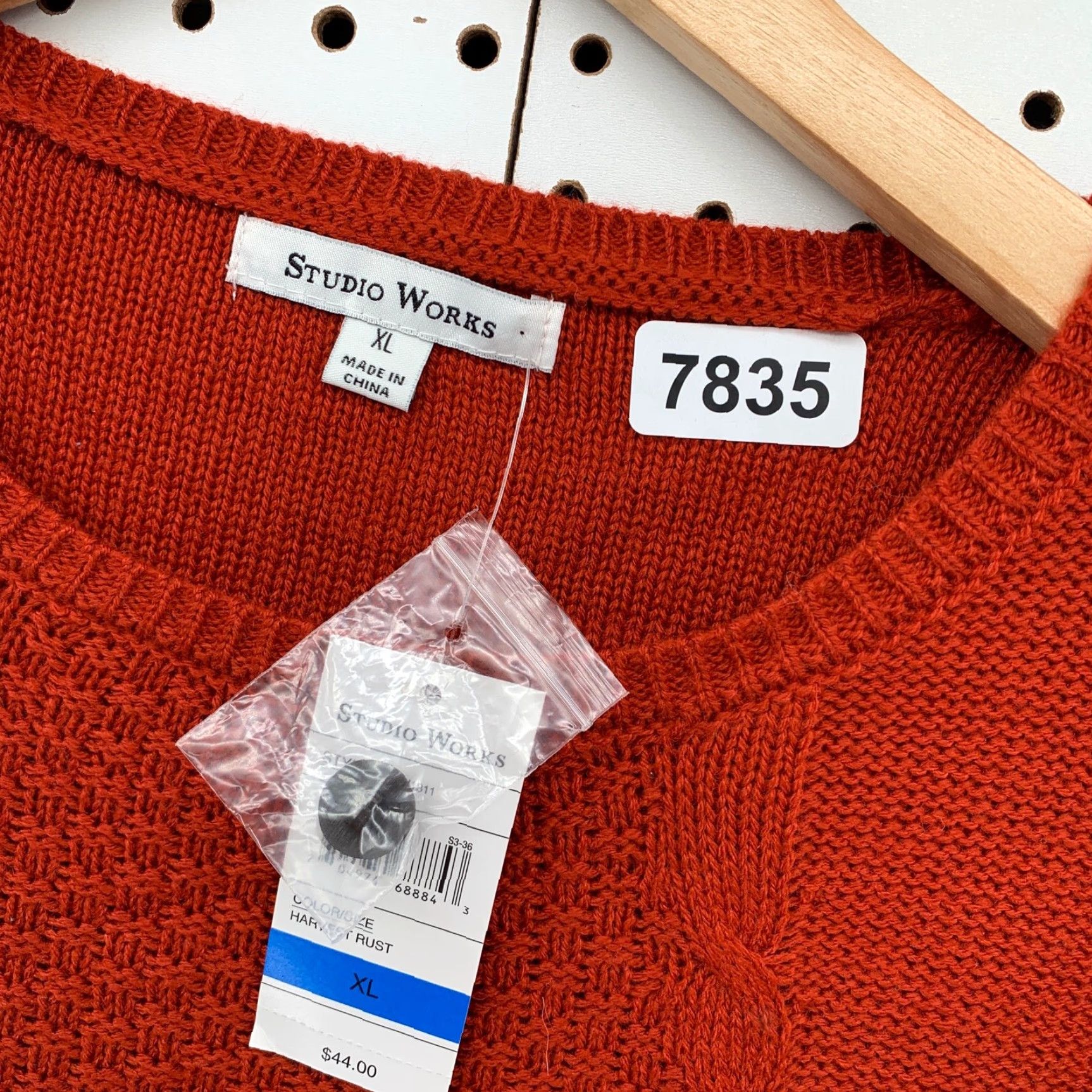 Vintage NEW Studio Works Cable Knit Sweater Women XL Loose Knit Long Sleeve Pullover Rust Orange Size XL / US 12-14 / IT 48-50 - 5 Thumbnail