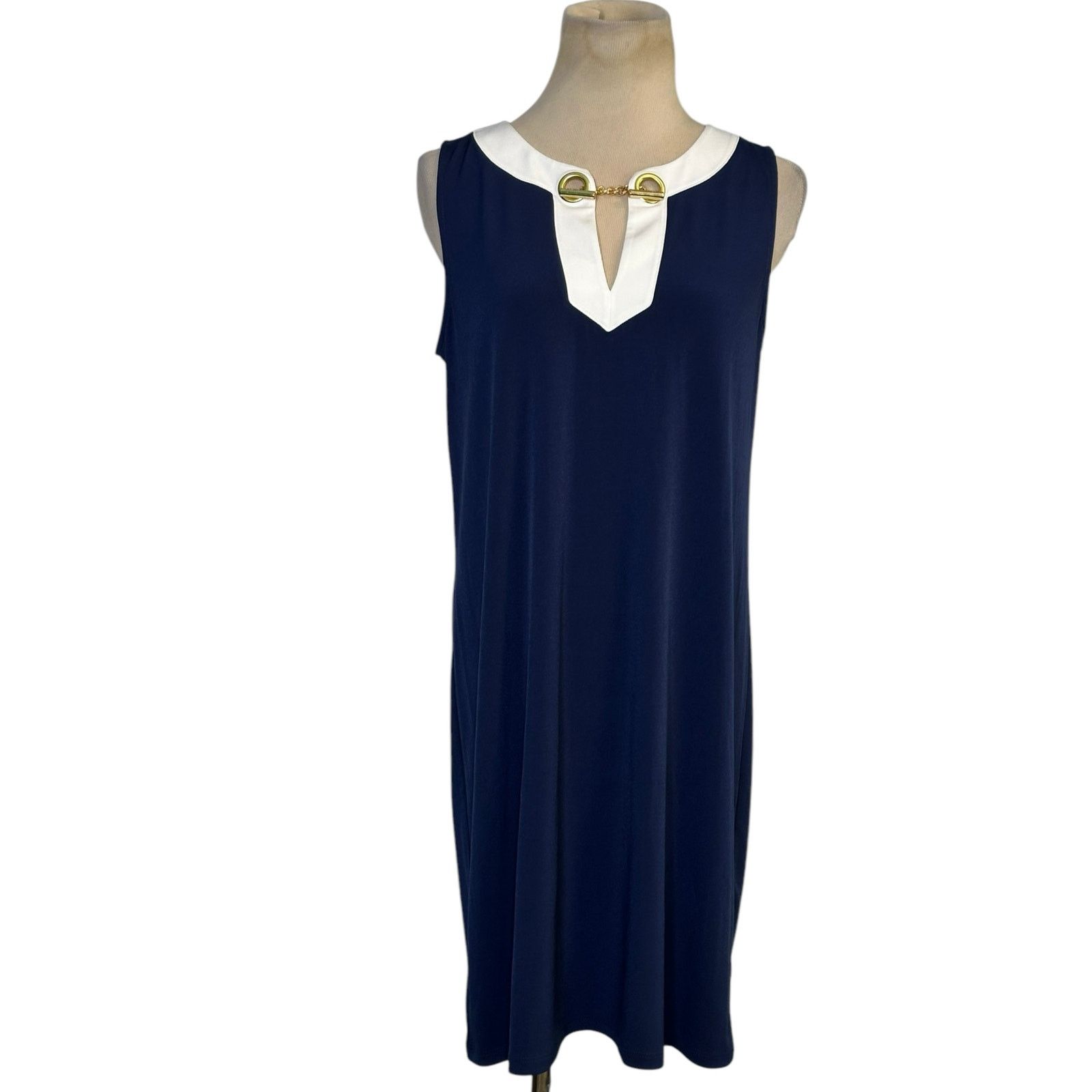 Michael Kors Michael Kors gold-tone chain collar accent dress size Medium Size M / US 6-8 / IT 42-44 - 1 Thumbnail