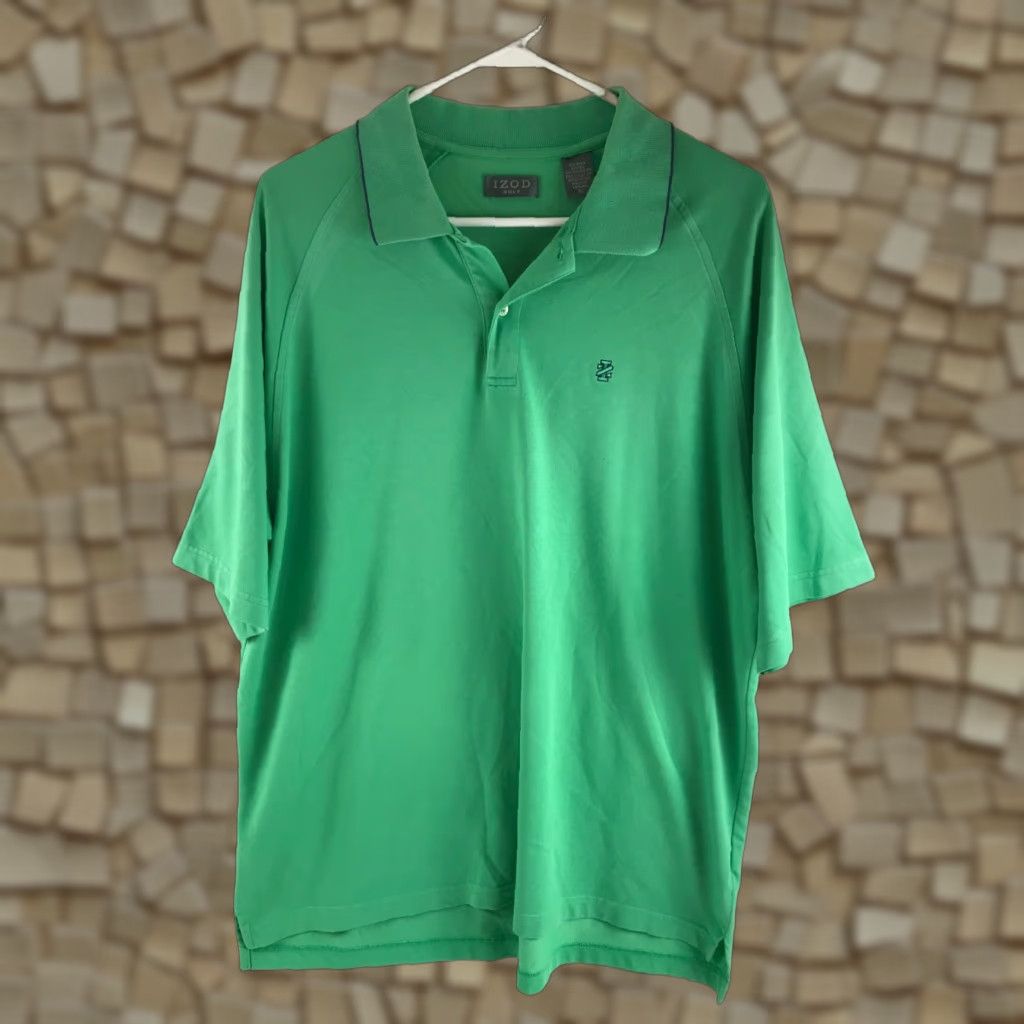 Izod IZOD Polo Shirt Men XL Golf Solid Green Short Sleeve 1/4 Button Collar Size US XL / EU 56 / 4 - 1 Thumbnail