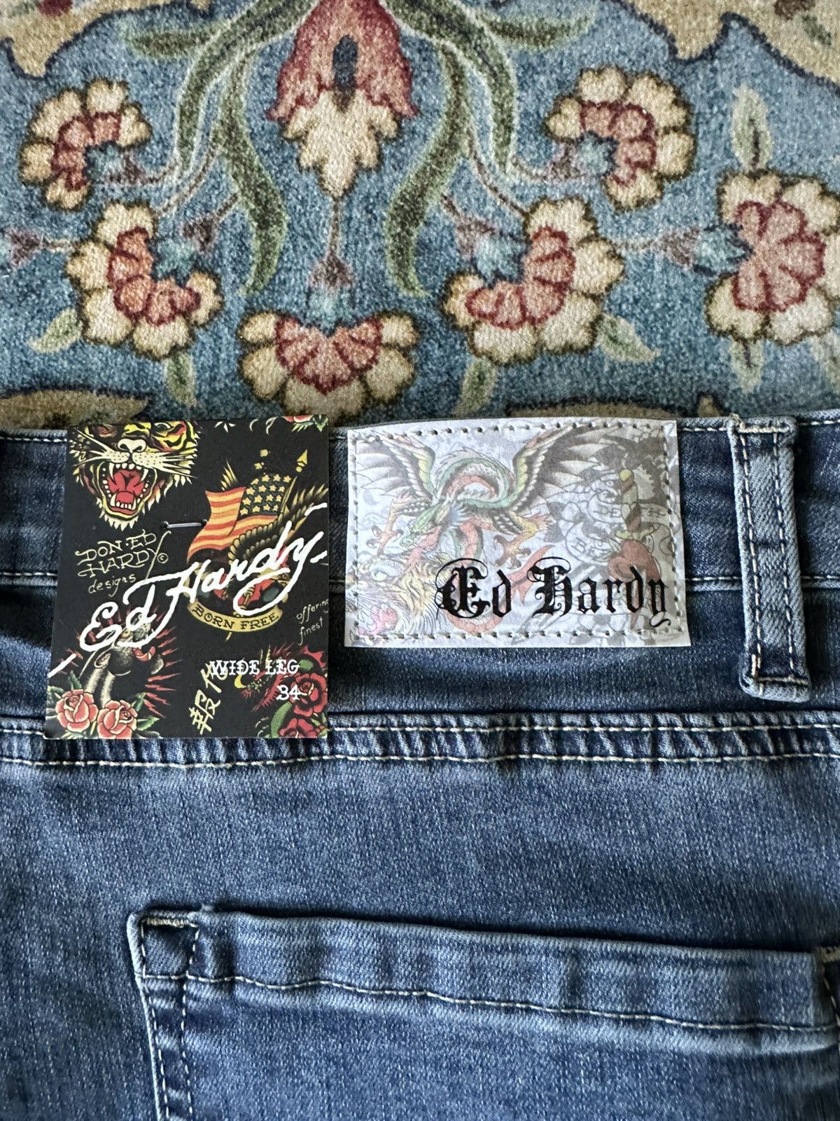 Ed Hardy Ed Hardy Embroidered Baggy Jeans Size US 34 / EU 50 - 17 Thumbnail