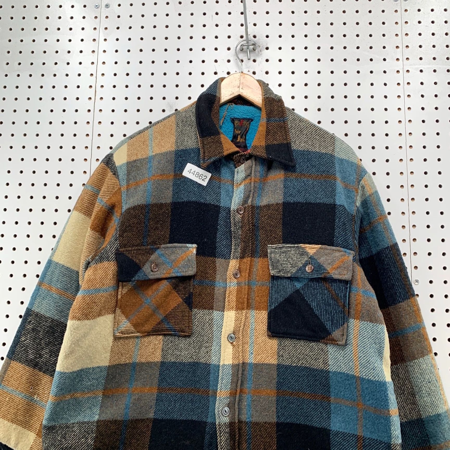 Vintage VINTAGE Sir Jac Button Jacket Mens L Plaid Wool Sherpa Lined 60s 50s Distressed Bomber Jacket Size US L / EU 52-54 / 3 - 2 Thumbnail