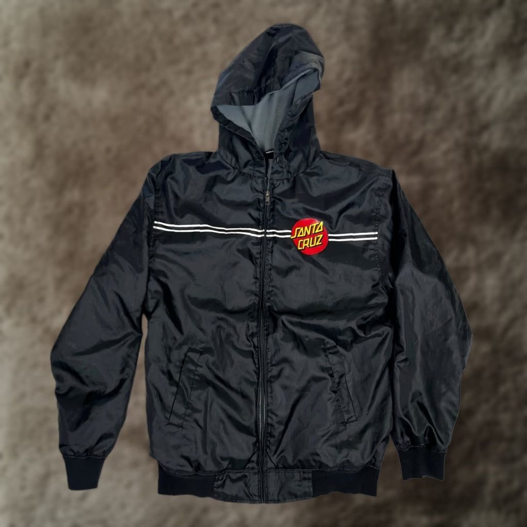 Vintage Santa Cruz Windbreaker Jacket Mens Small Black Hooded Fleece Lined Logo Surf Skateboarding Casual Vintage: No Size US S / EU 44-46 / 1 - 1 Thumbnail