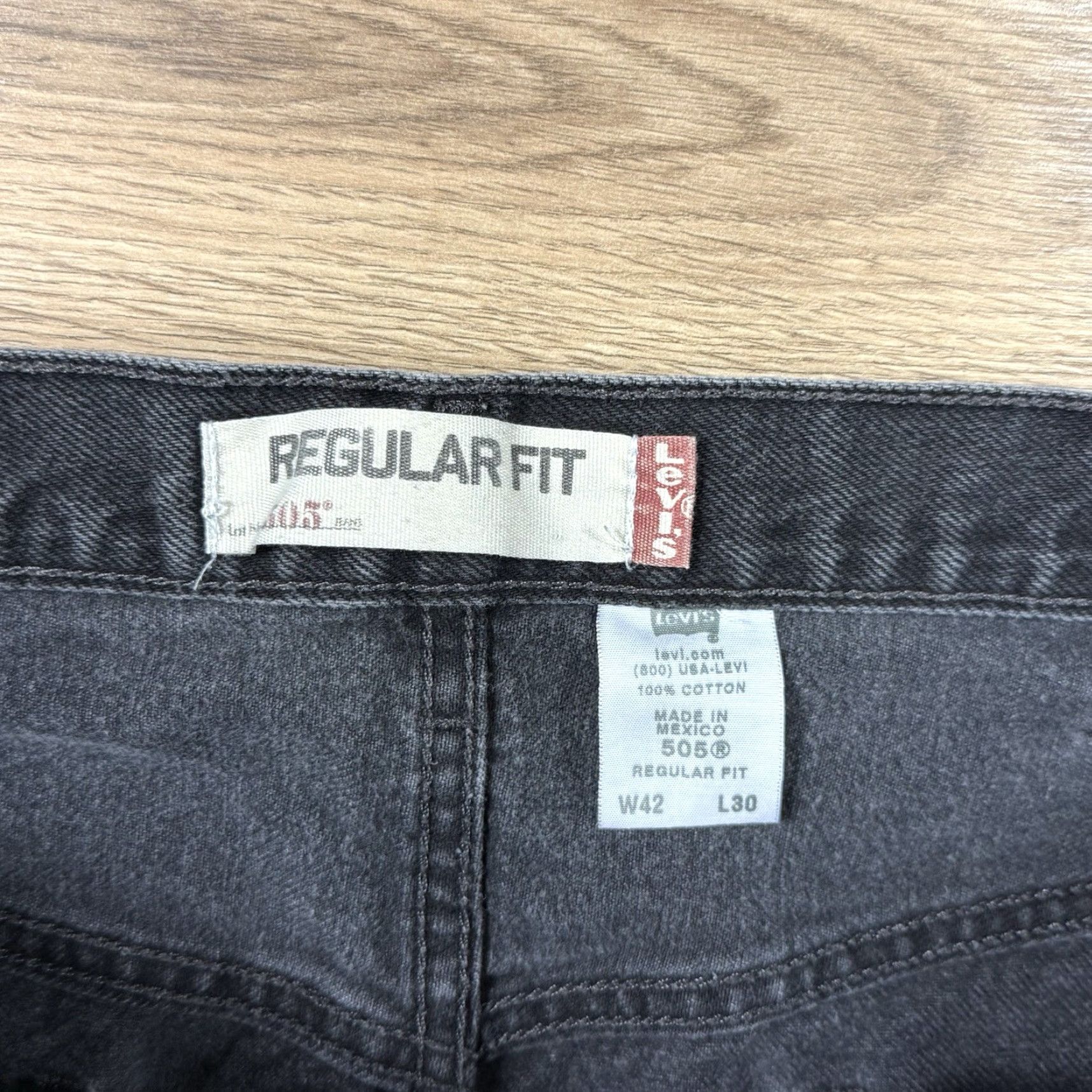 Levi's VINTAGE Levi's 505 Jeans - Men's - Regular - 42x30 - Black - Straight Leg - 1990s - Patch Missing, Used Good Condition Size US 42 / EU 58 - 2 Thumbnail
