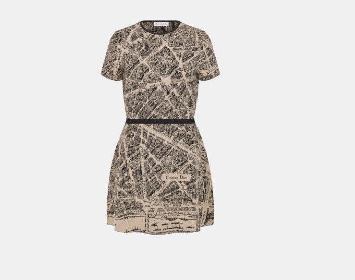 Dior o1w1db10425 354R04A Mini Dress in Black & Beige Size XL / US 12-14 / IT 48-50 - 1 Thumbnail