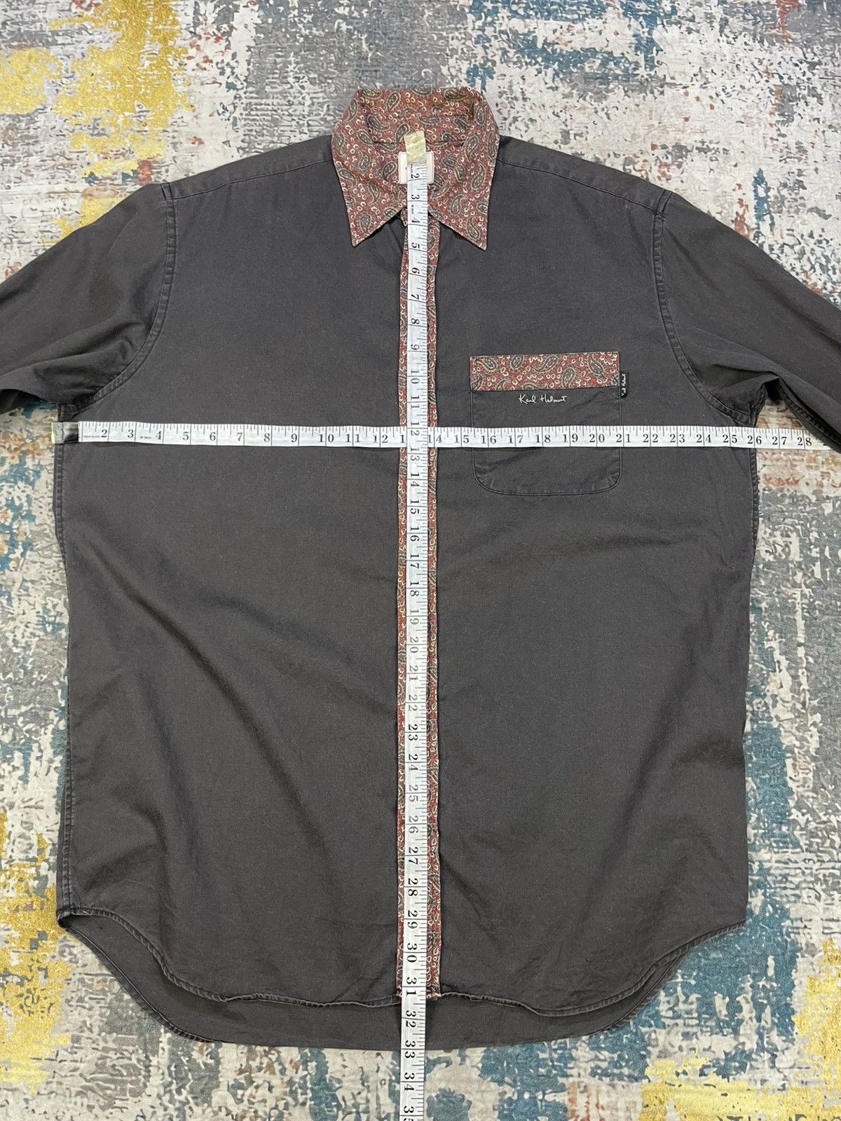 Karl Helmut Vtg Karl Helmut Paisley Trim Button Up Shirt Size US M / EU 48-50 / 2 - 8 Thumbnail