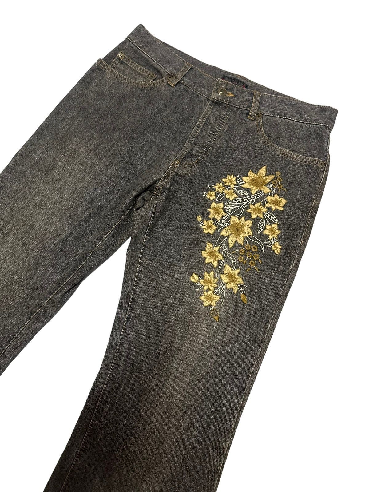 Le Grande Bleu (L.G.B.) Flare Jeans Morgan Homme Embroidered Floral Boot Cut Pants Size US 32 / EU 48 - 2 Thumbnail