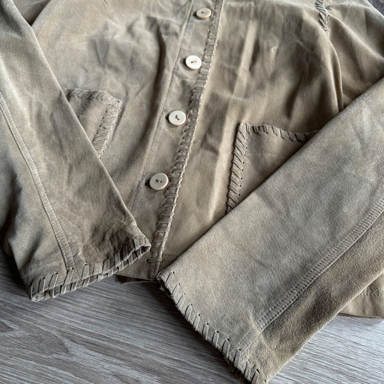 Leather Workers for Freedom Suede Leather Whipstitch Jacket 9433AC Size S / US 4 / IT 40 - 3 Thumbnail