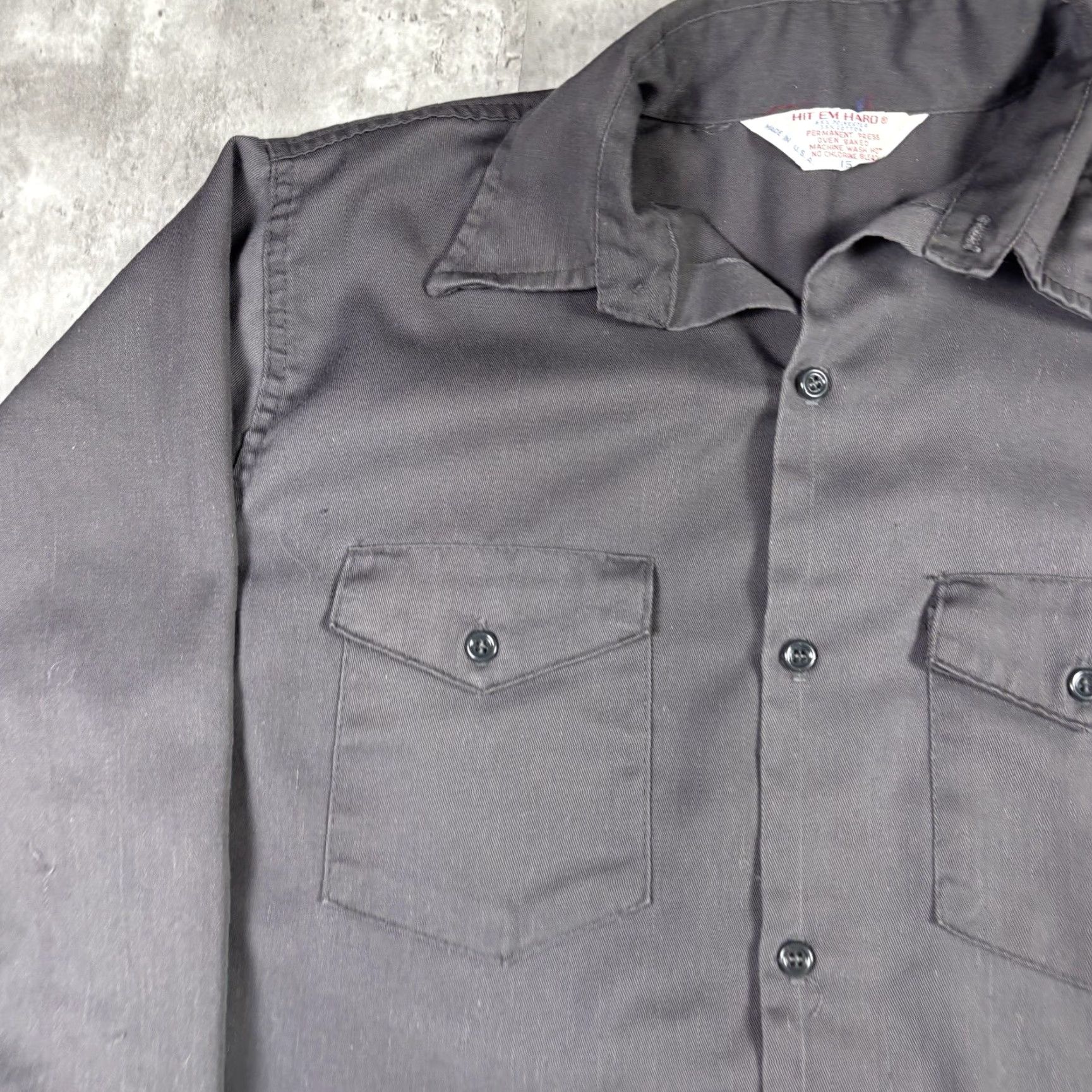Vintage VINTAGE Gray Button-Down Workwear Cotton Shirt Mens L 16 60s Twill Pockets Long Sleeve Size US L / EU 52-54 / 3 - 3 Thumbnail