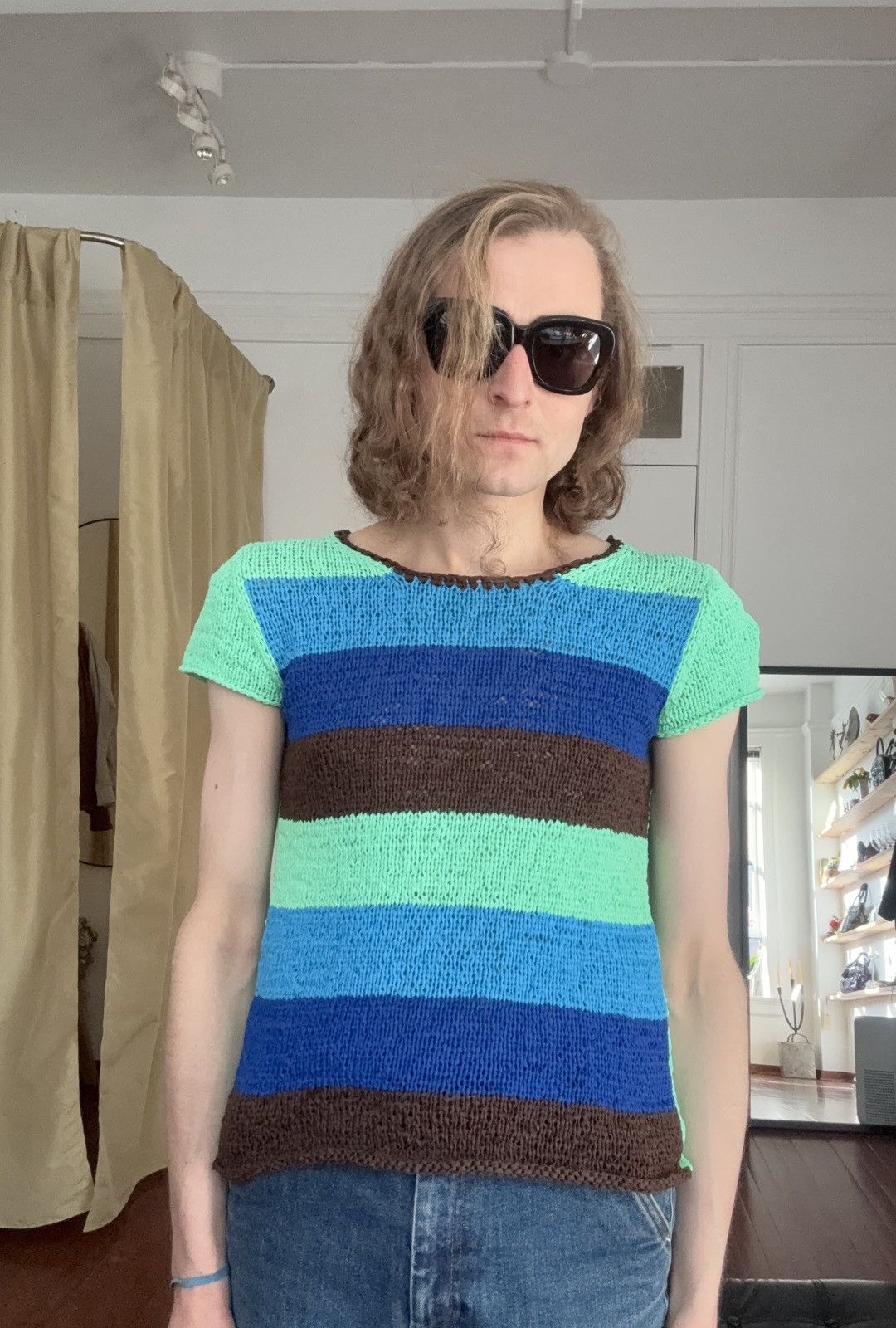 Pleats Please Issey Miyake Pleats Pleats Striped Crotchet Knit Short Sleeve Top Size M / US 6-8 / IT 42-44 - 2 Thumbnail