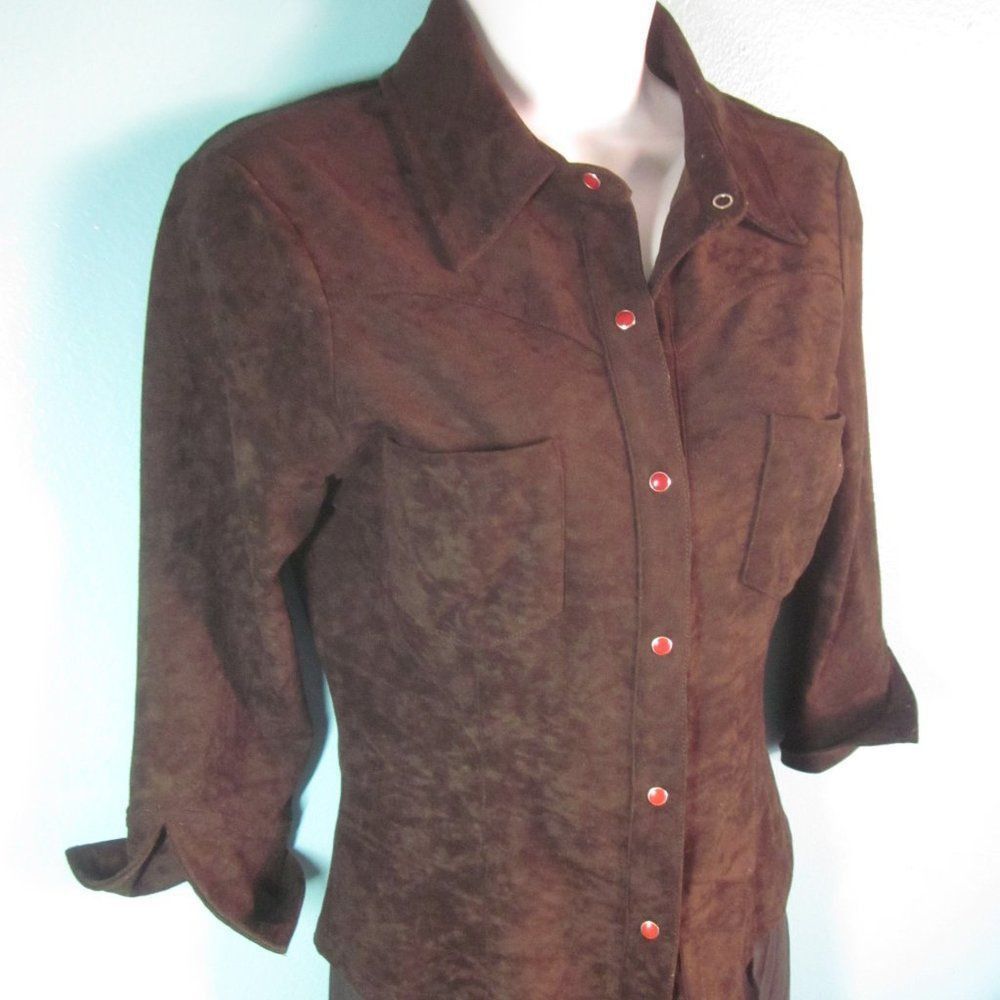 Guess Guess True Vintage Fitted Shirt Brown 3/4 Sleeve Trim Size Size M / US 6-8 / IT 42-44 - 2 Thumbnail