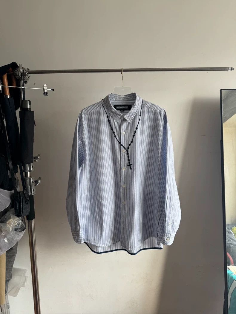 Neighborhood Neighborhood Cross Embroidered Stripe Shirt - dmc Size US L / EU 52-54 / 3 - 1 Thumbnail