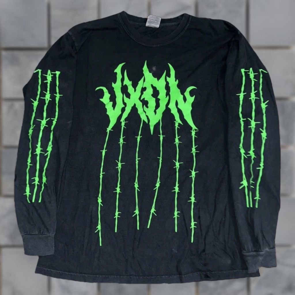 Vintage VINTAGE VXDN METAL Band Shirt Long Sleeve Black Green Barbed Wire Graphic L Mens Size US L / EU 52-54 / 3 - 1 Thumbnail