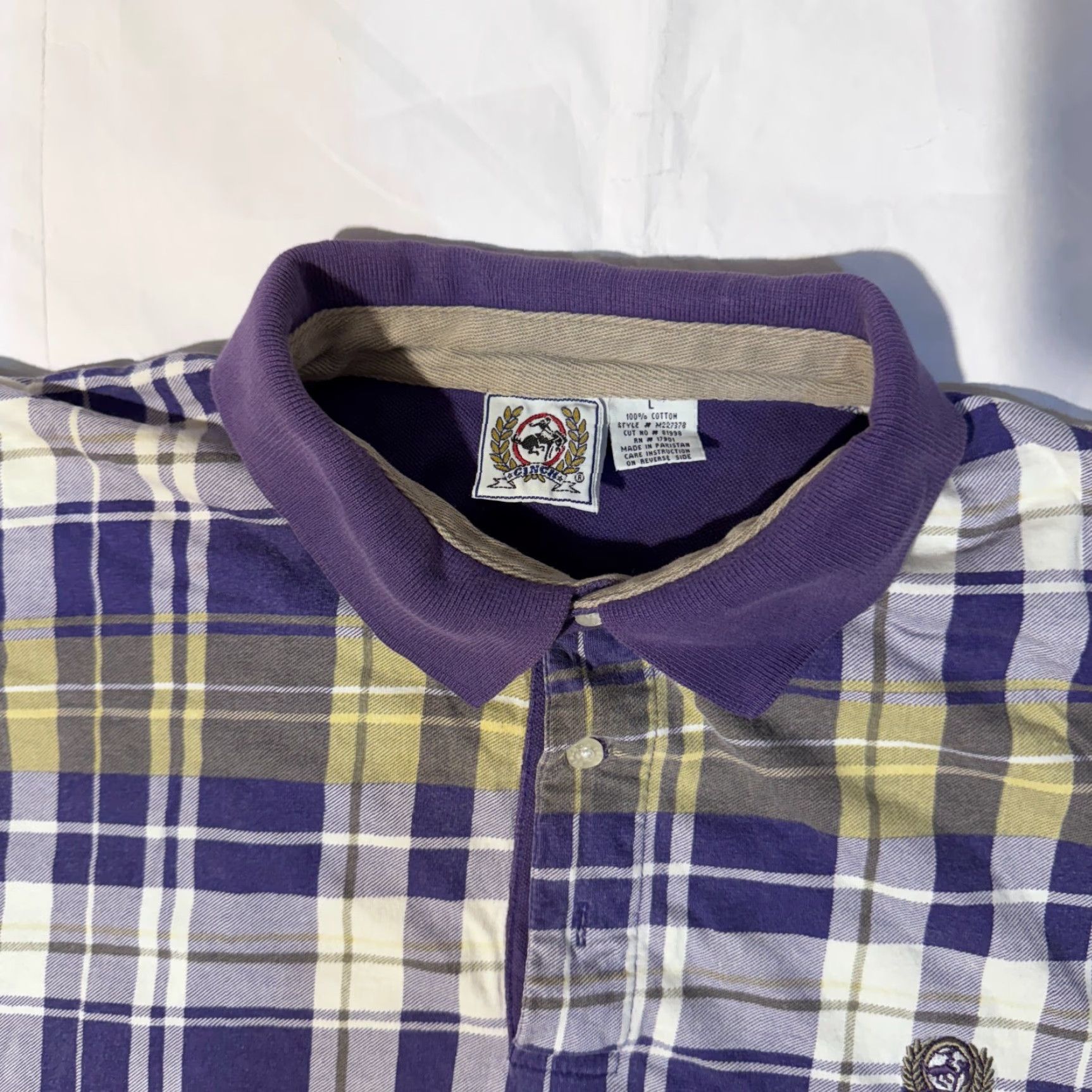 Vintage Cinch Polo Shirt Short Sleeve Purple Plaid Western Logo Casual - L Mens Shirt Polo Size US L / EU 52-54 / 3 - 2 Thumbnail