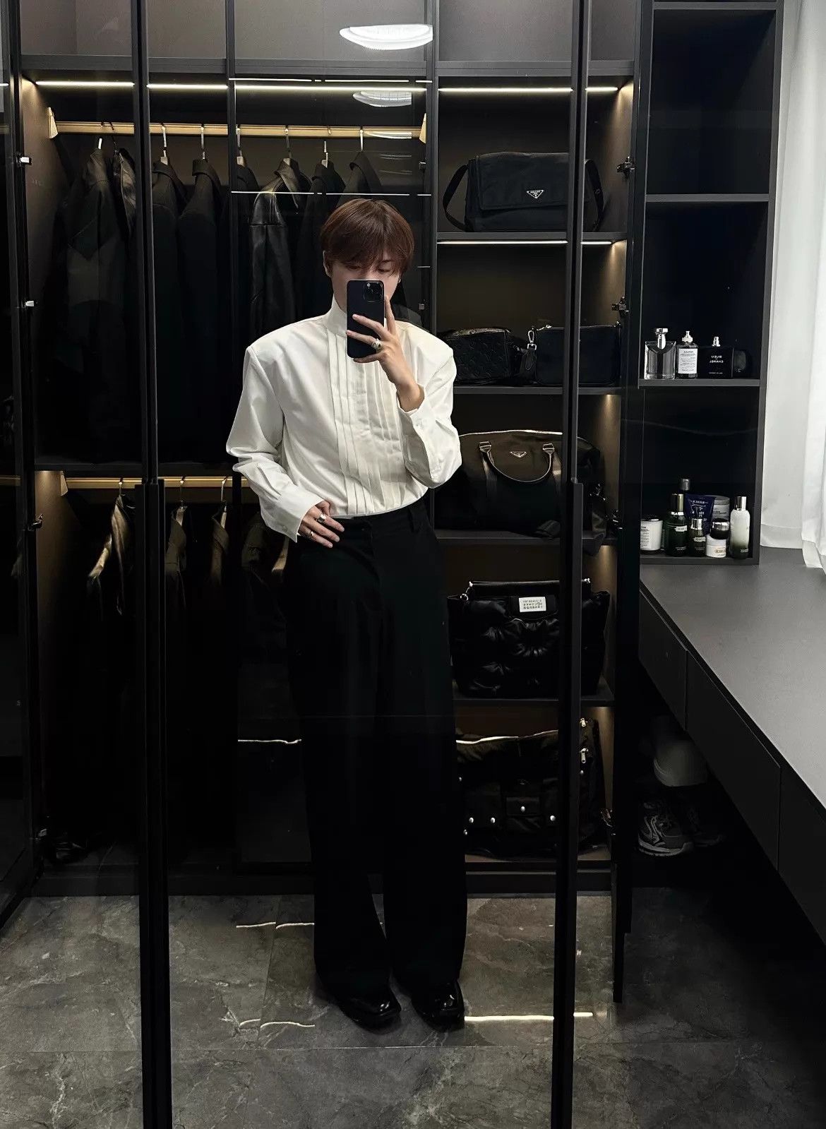 Saint Laurent Paris SLP 24ss White Pleated Stand Collar Dress Shirt 36 Size US XXS / EU 40 - 7 Thumbnail