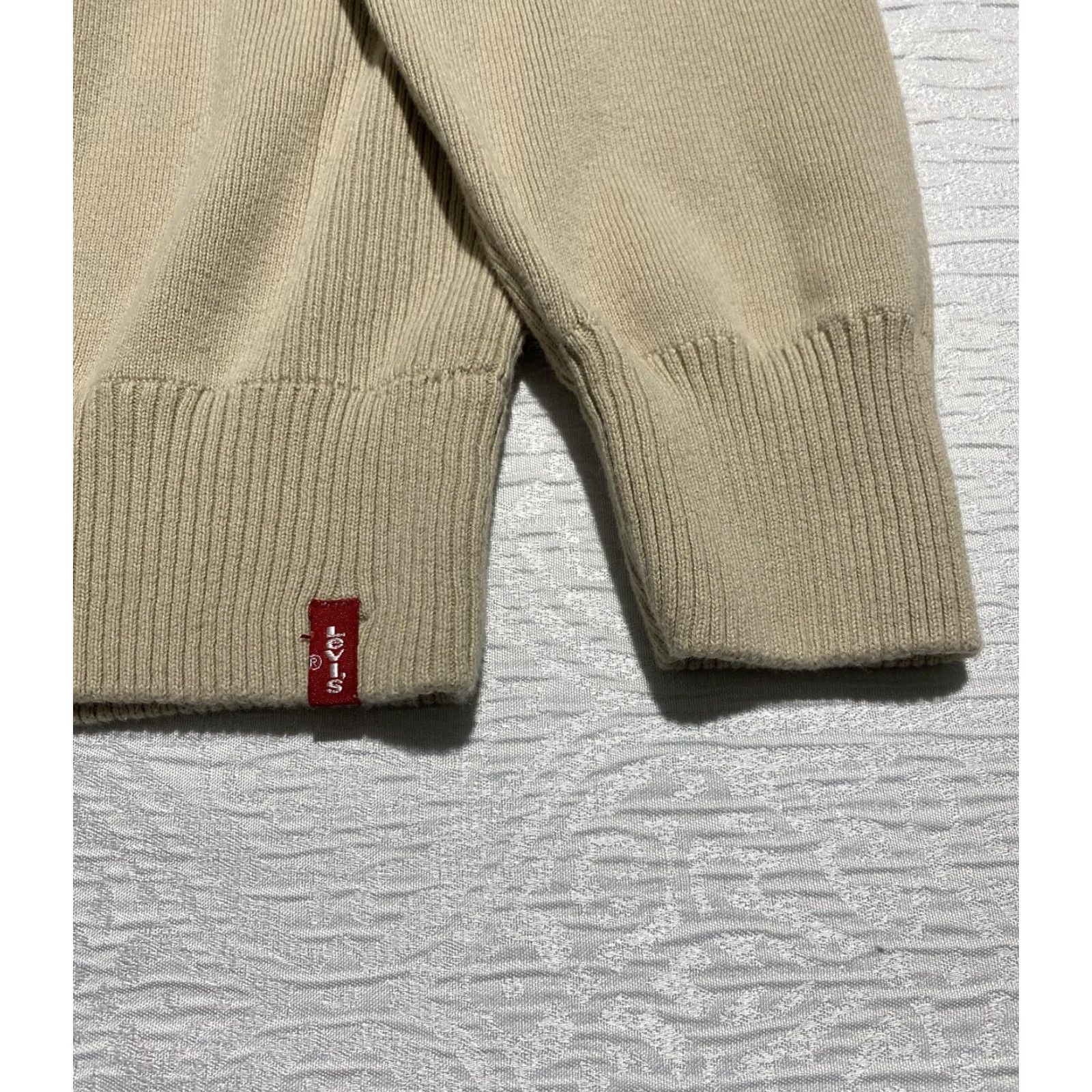 Levi's Levi's Crewneck Knit Sweater Pullover Mens Large Beige Cotton Knit Ribbed Hem Cuffs Size US L / EU 52-54 / 3 - 8 Thumbnail