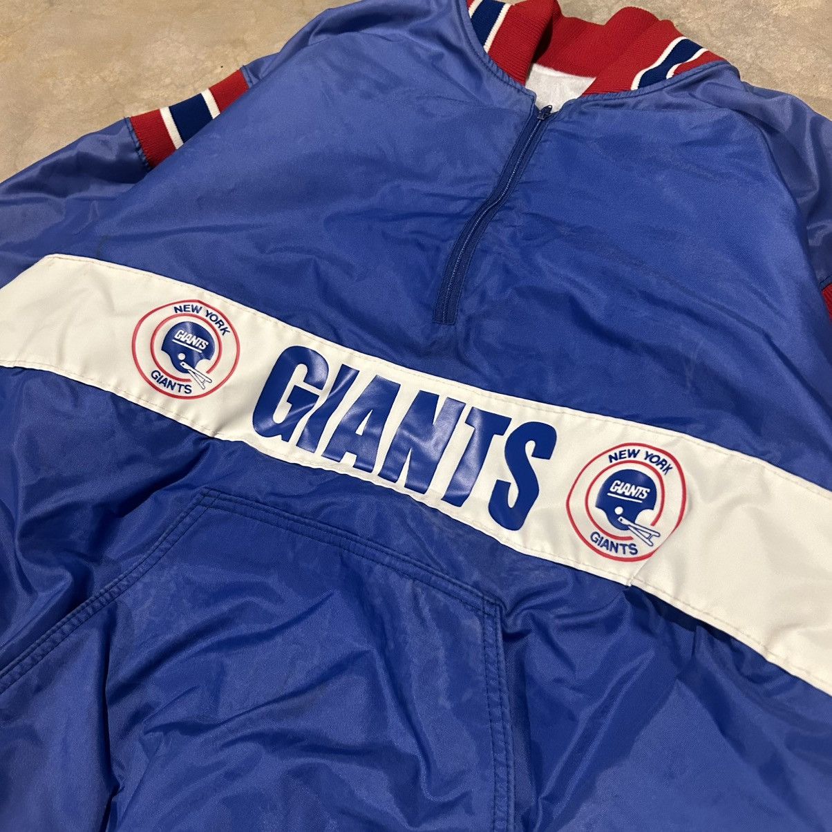 NFL × Vintage Crazy Vintage 90s New York Giants Nylon Zip Pullover Jacket Size US XL / EU 56 / 4 - 3 Thumbnail