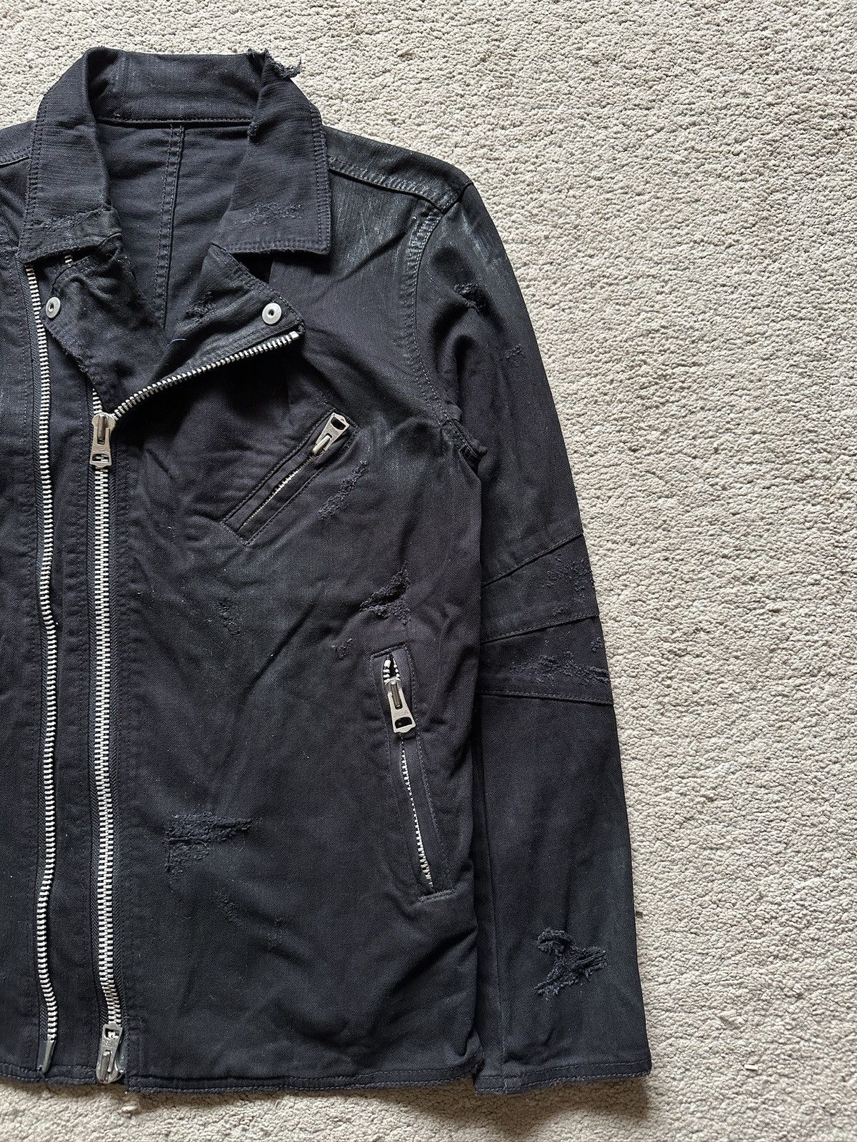 GOSTAR DE FUGA 2000s FUGA Black Distressed Waxed Jacket Size US S / EU 44-46 / 1 - 2 Thumbnail
