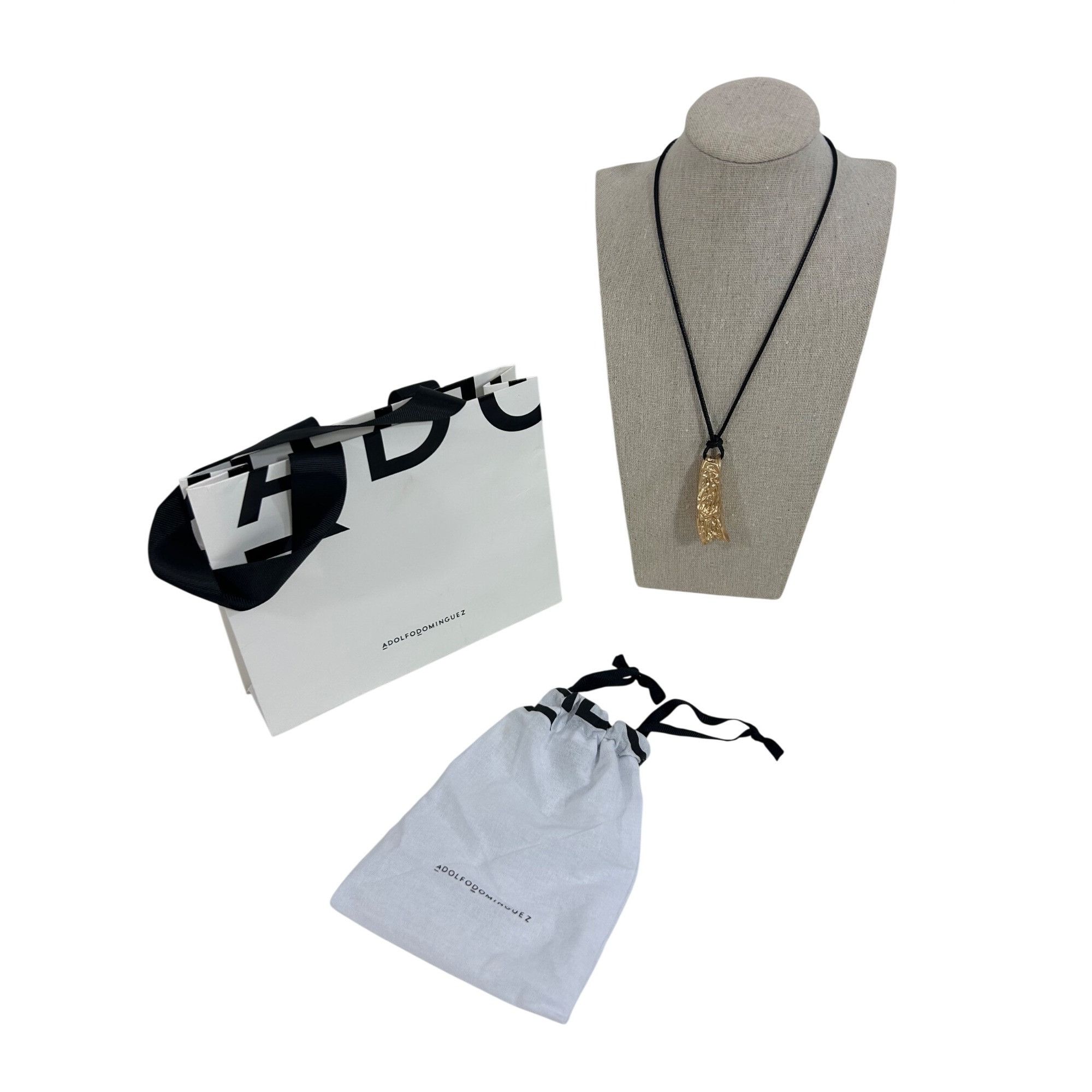 Adolfo Dominguez Adolfo Dominguez Pendant Necklace Gold- toned Black 16”Cord Size ONE SIZE - 2 Thumbnail