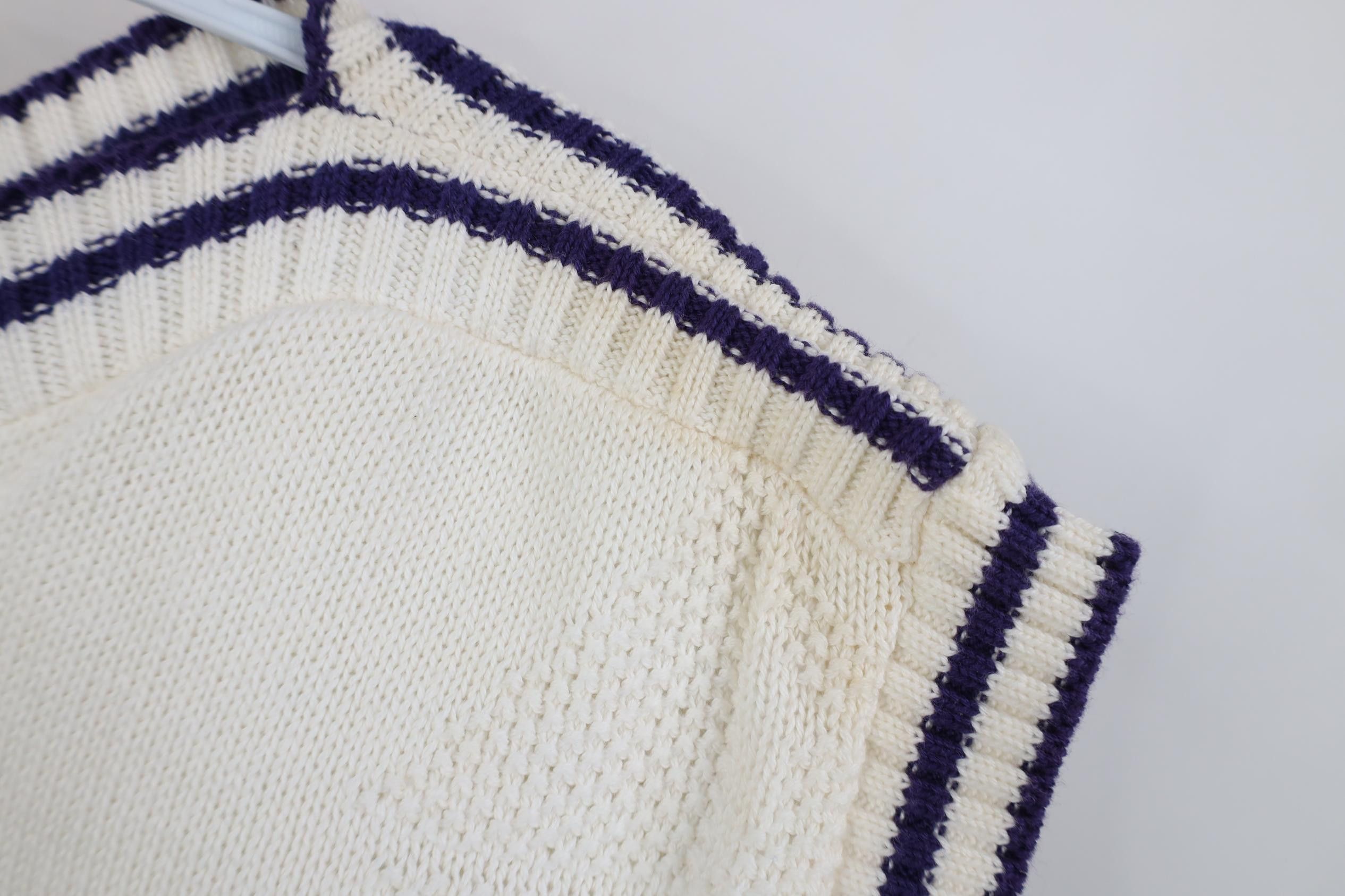 Vintage Deadstock Vintage 70s Streetwear Knit Sweater White USA Size M / US 6-8 / IT 42-44 - 6 Thumbnail