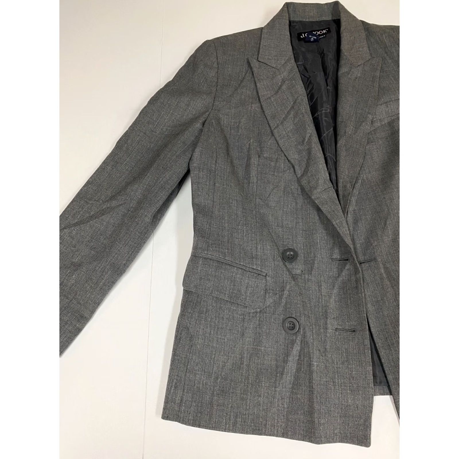 Vintage J.G. Hook Blazer Womens 8 Gray Wool Single-Breasted Notch Lapel Lined Check Modern Winter Size M / US 6-8 / IT 42-44 - 3 Thumbnail