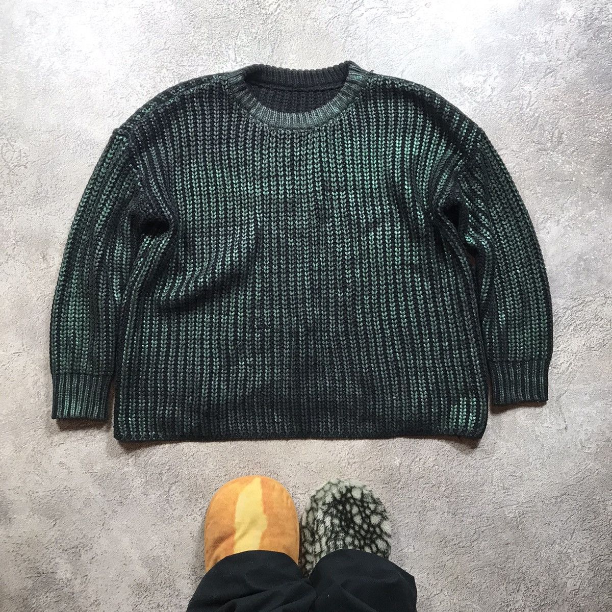 Vintage Vintage Y2K Ribbed Knit Sweater Crocodile Texture Streetwear Size L / US 10 / IT 46 - 1 Thumbnail