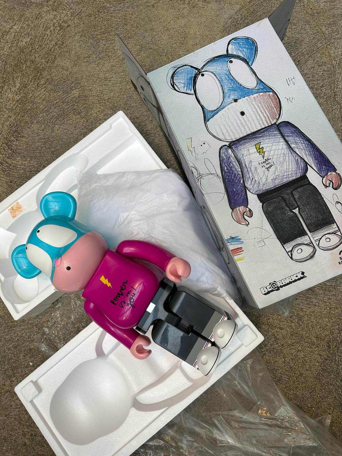 image of Medicom Bearbrick Beabrick Edgar Plans in Orange/Burgundy/Blue, Men's