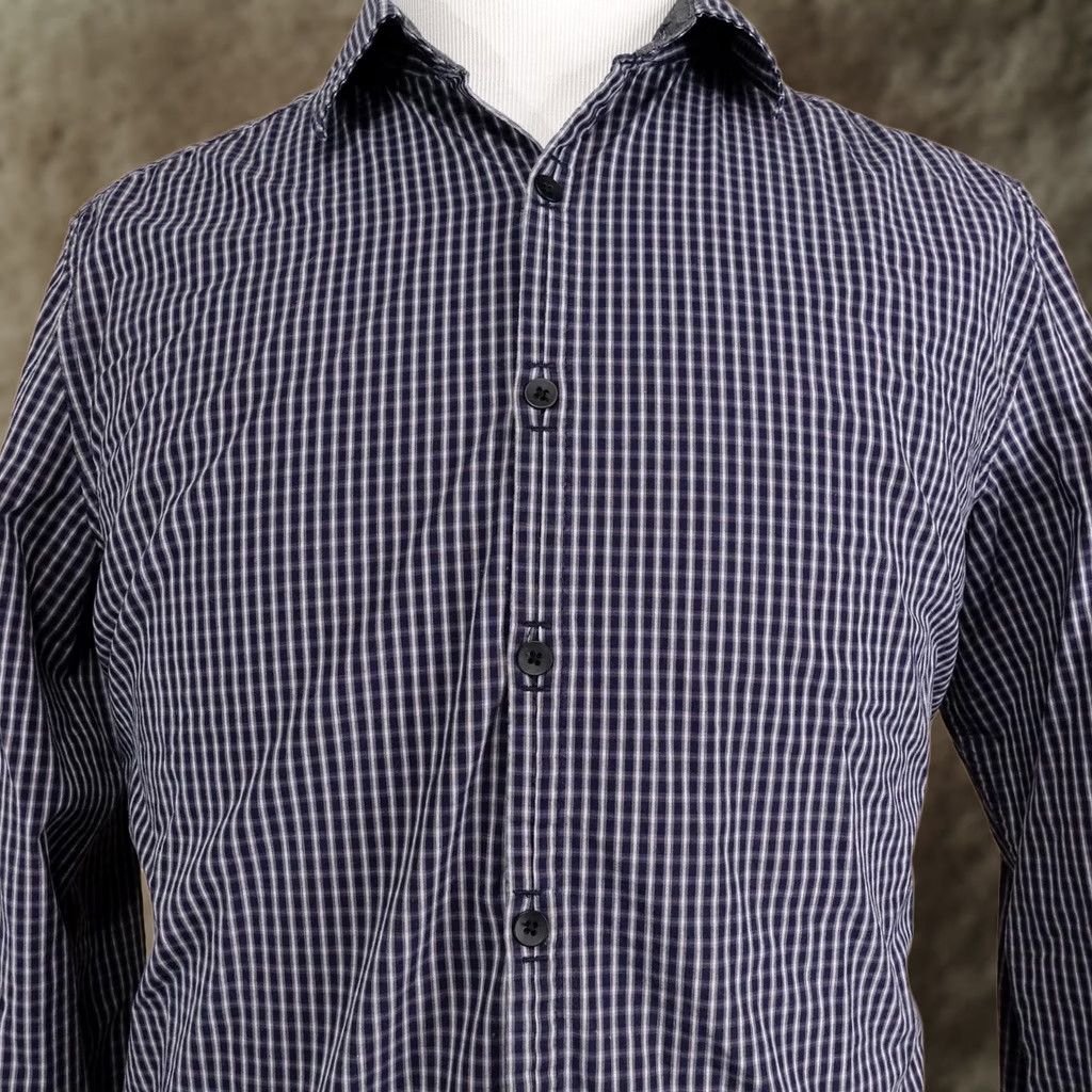 Kenneth Cole Kenneth Cole Reaction Shirt Mens Large Blue Check Long Sleeve Button Up Casual Size US L / EU 52-54 / 3 - 1 Thumbnail