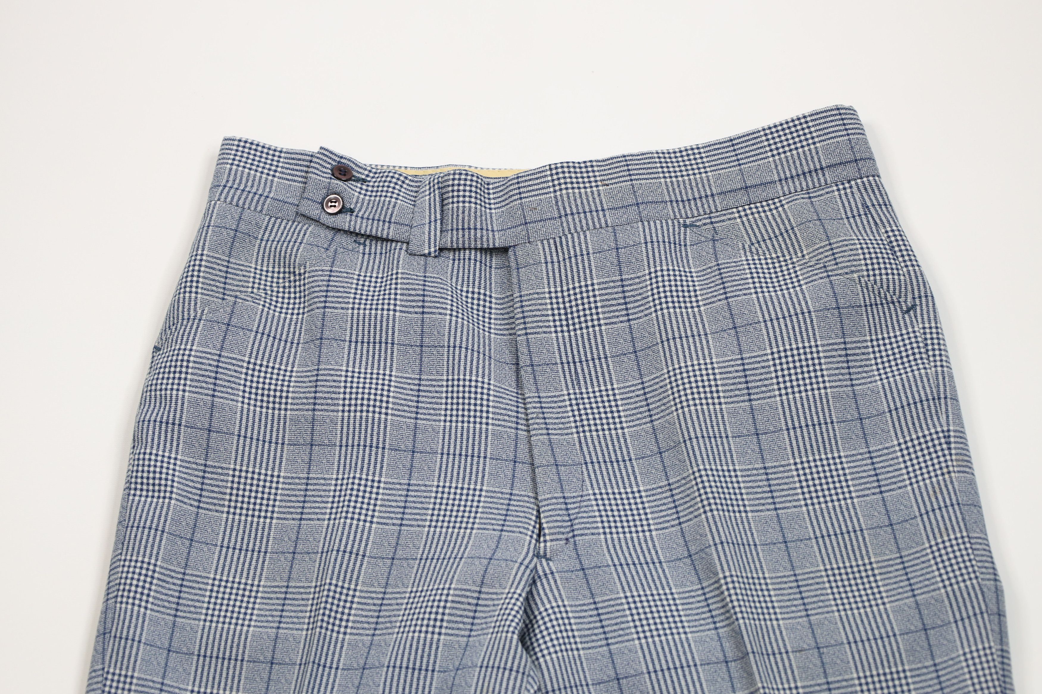 Vintage Vintage 70s Streetwear Wide Leg Chino Pants Blue Plaid USA Size US 32 / EU 48 - 2 Thumbnail