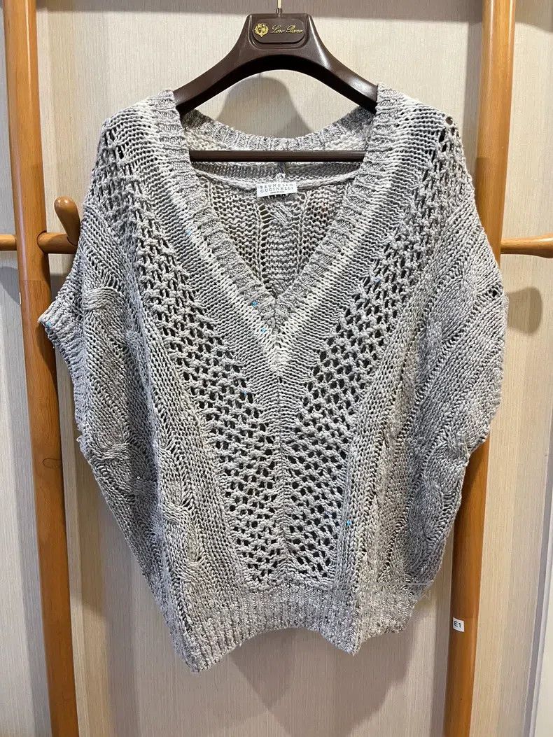 Brunello Cucinelli Brunello Cucinelli 23 Beaded Openwork Knitted Vest Size M / US 6-8 / IT 42-44 - 6 Thumbnail