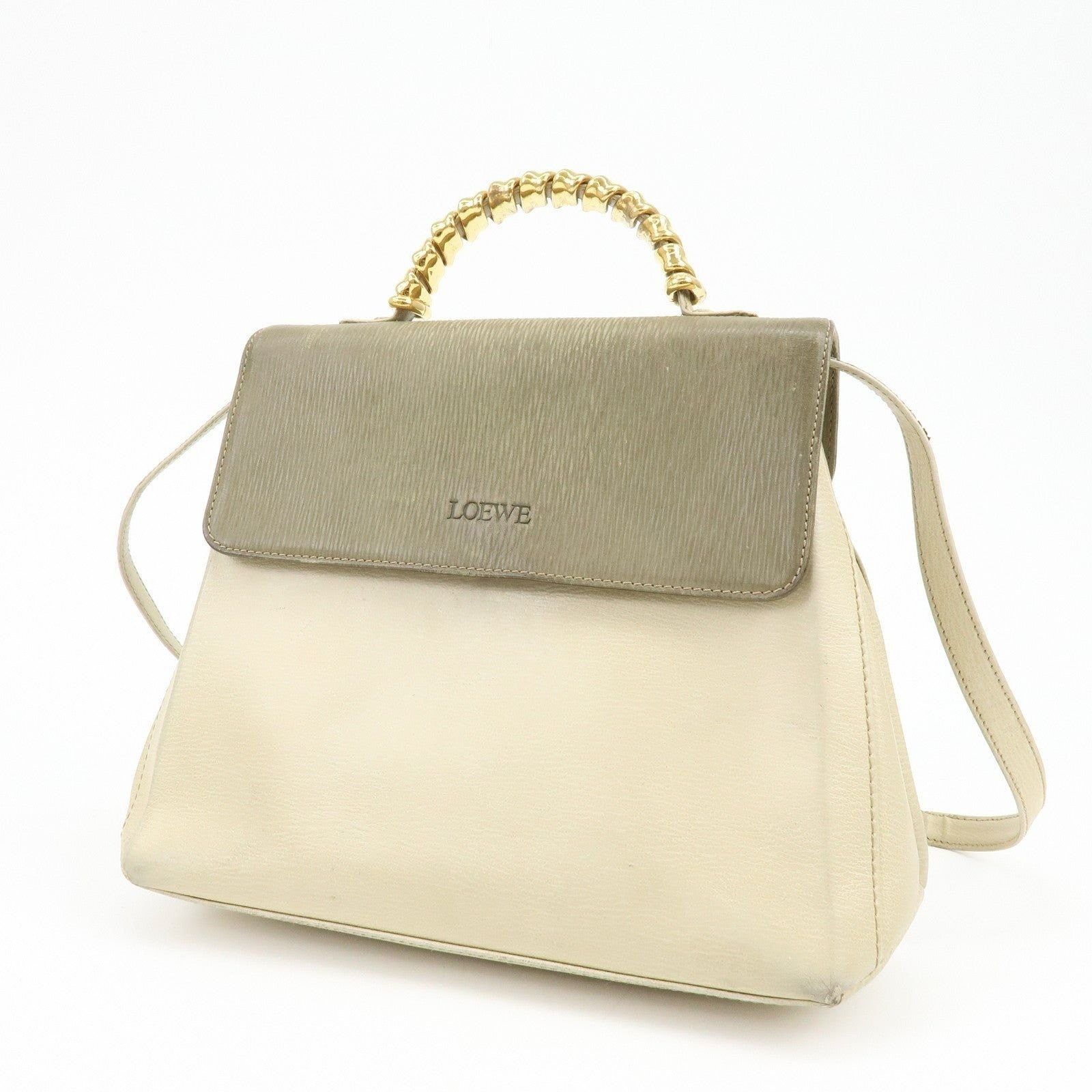 Loewe Loewe Velazquez Calfskin Handbag Beige Size ONE SIZE - 6 Thumbnail