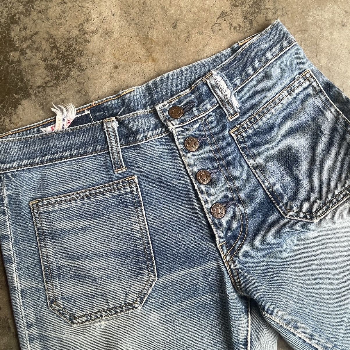 Edwin 🔥Vintage 80s Edwin Tapped Pocket Distress Flare Denim Jeans Size US 30 / EU 46 - 9 Thumbnail