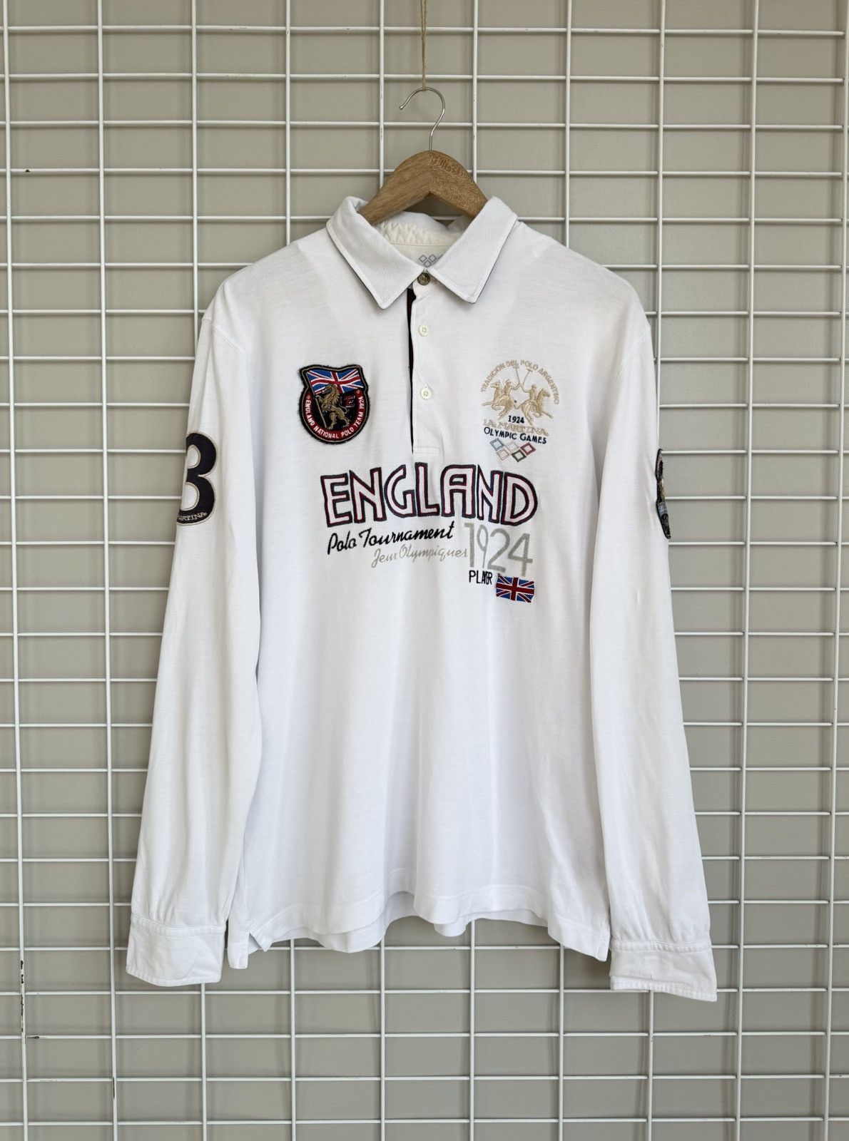 La Martina England #3 Rugby Shirt Mens Size L/XL Long Sleeve