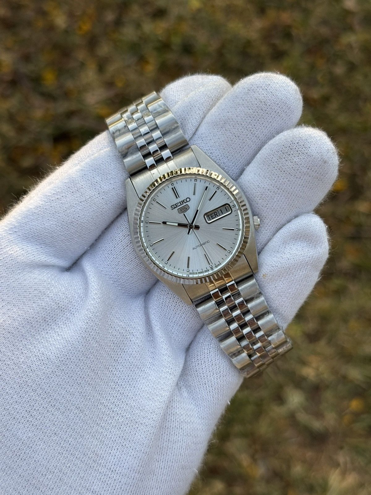 Seiko seiko 5 silver dial SNXJ automatic 7009-3110 Japan Made Size 36 - 2 Thumbnail