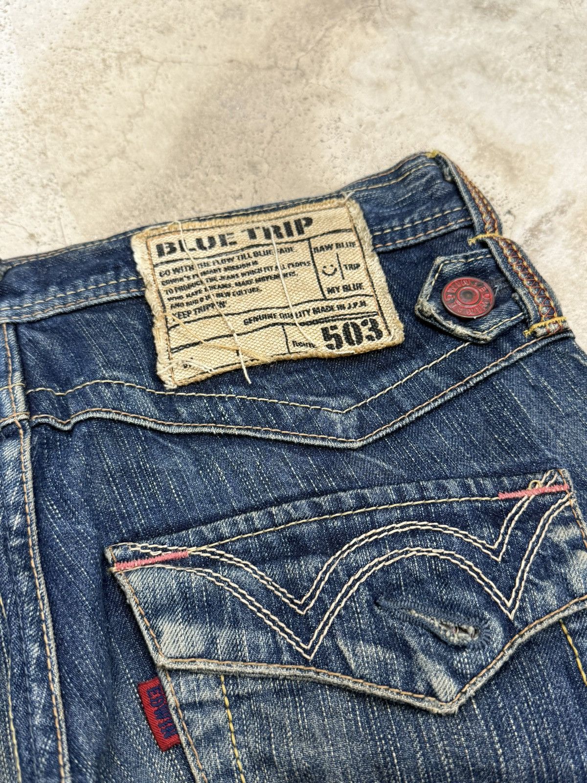 Edwin Vintage Edwin Blue Trip 503 Mudwash Dirty Distress Denim Size US 30 / EU 46 - 18 Thumbnail