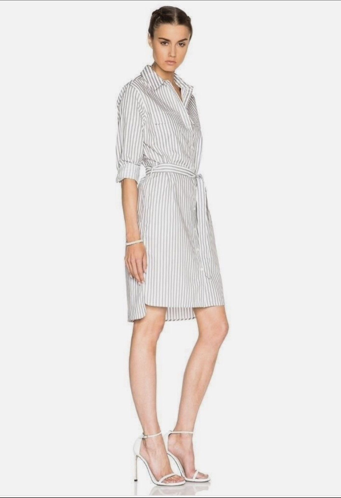 Equipment EQUIPMENT FEMME Striped Shirt Dress Size M Grey White Cotton Size M / US 6-8 / IT 42-44 - 3 Thumbnail