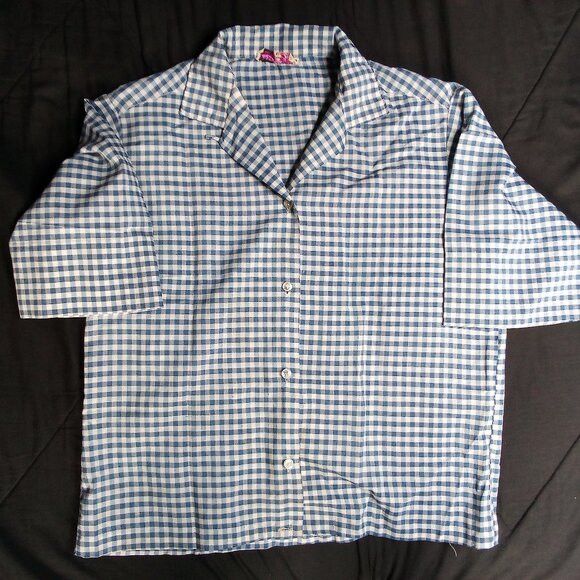 Other Vintage 70s Sasso Permanent Prest Blue Checker Button Shirt Size US M / EU 48-50 / 2 - 2 Thumbnail