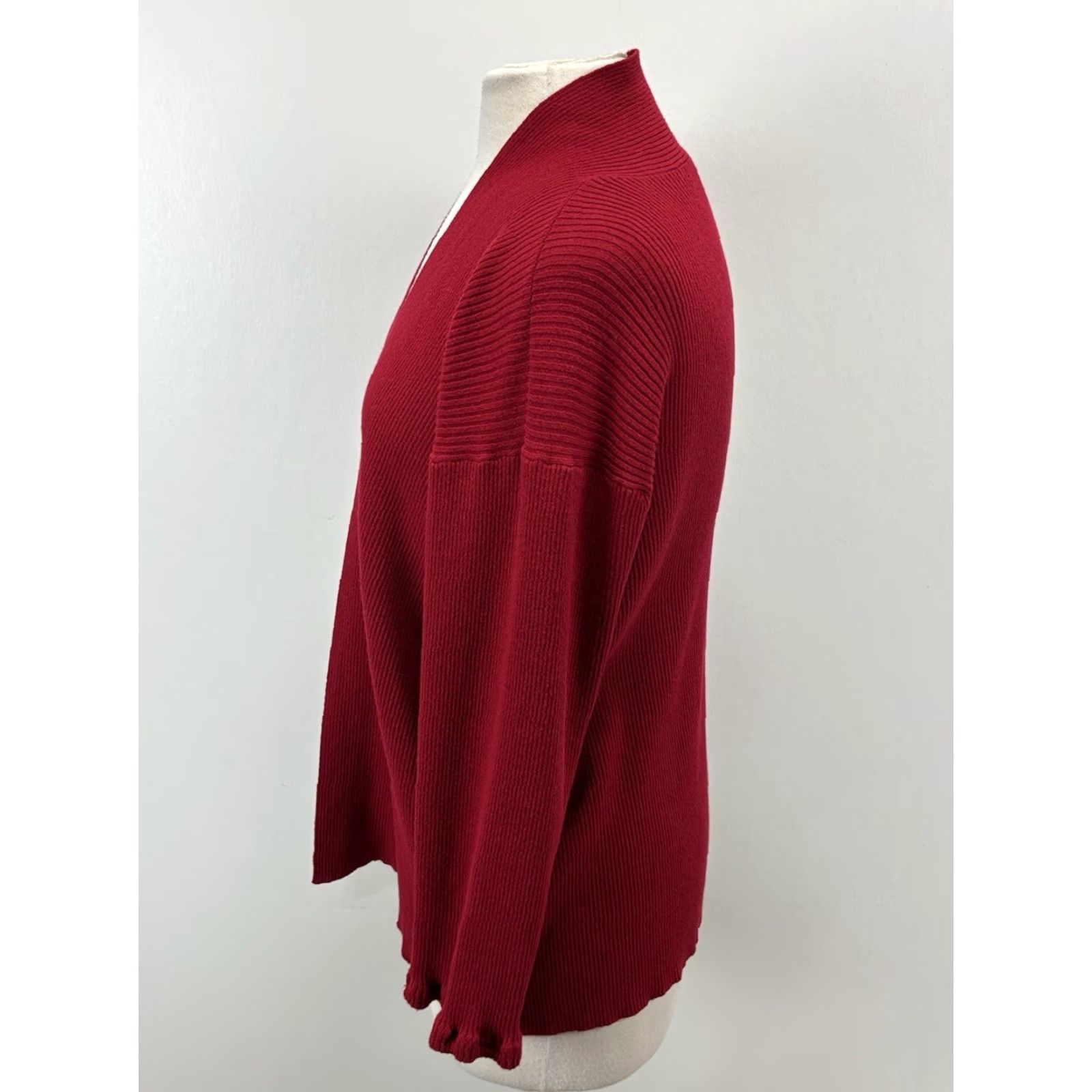 Eileen Fisher Eileen Fisher Cardigan Women’s L Red Open Front Ribbed Classic Sweater Size L / US 10 / IT 46 - 2 Thumbnail