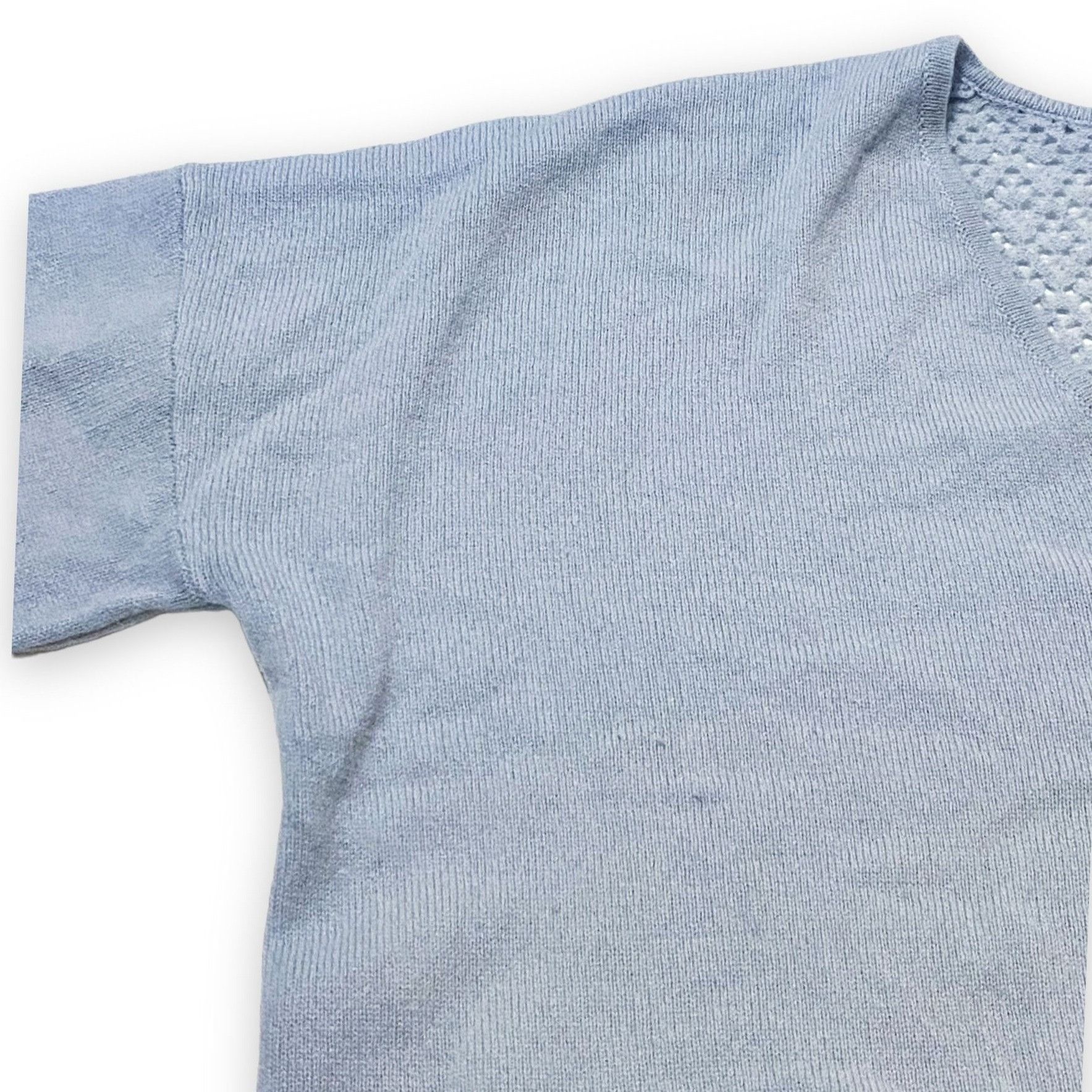 Allude Allude Cashmere Blue V Neck Sweater with Open Weave back Size M / US 6-8 / IT 42-44 - 7 Thumbnail