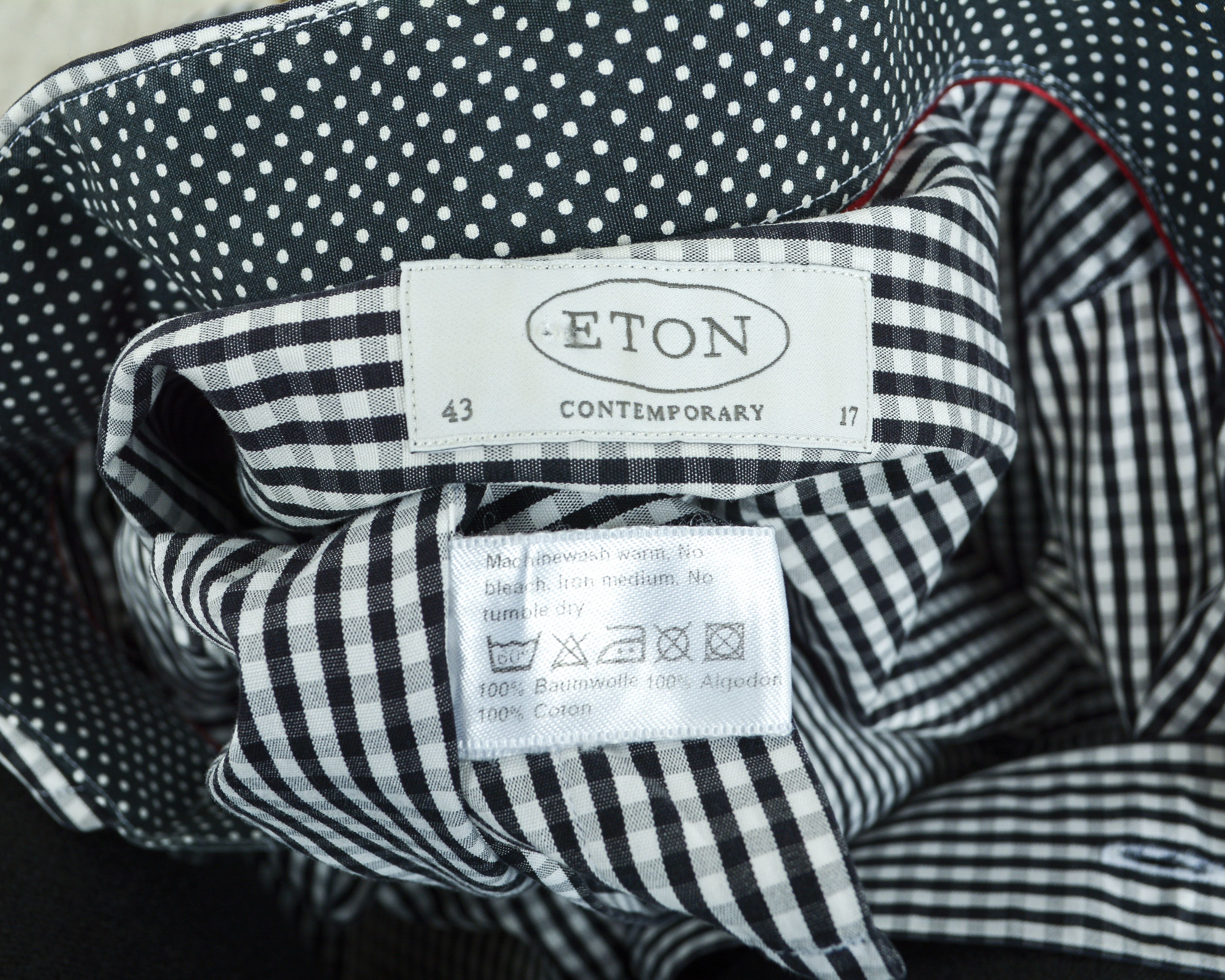 Eton 17" Size 43 Contemporary Formal Shirt Long Sleeve Check Size 44R - 2 Thumbnail
