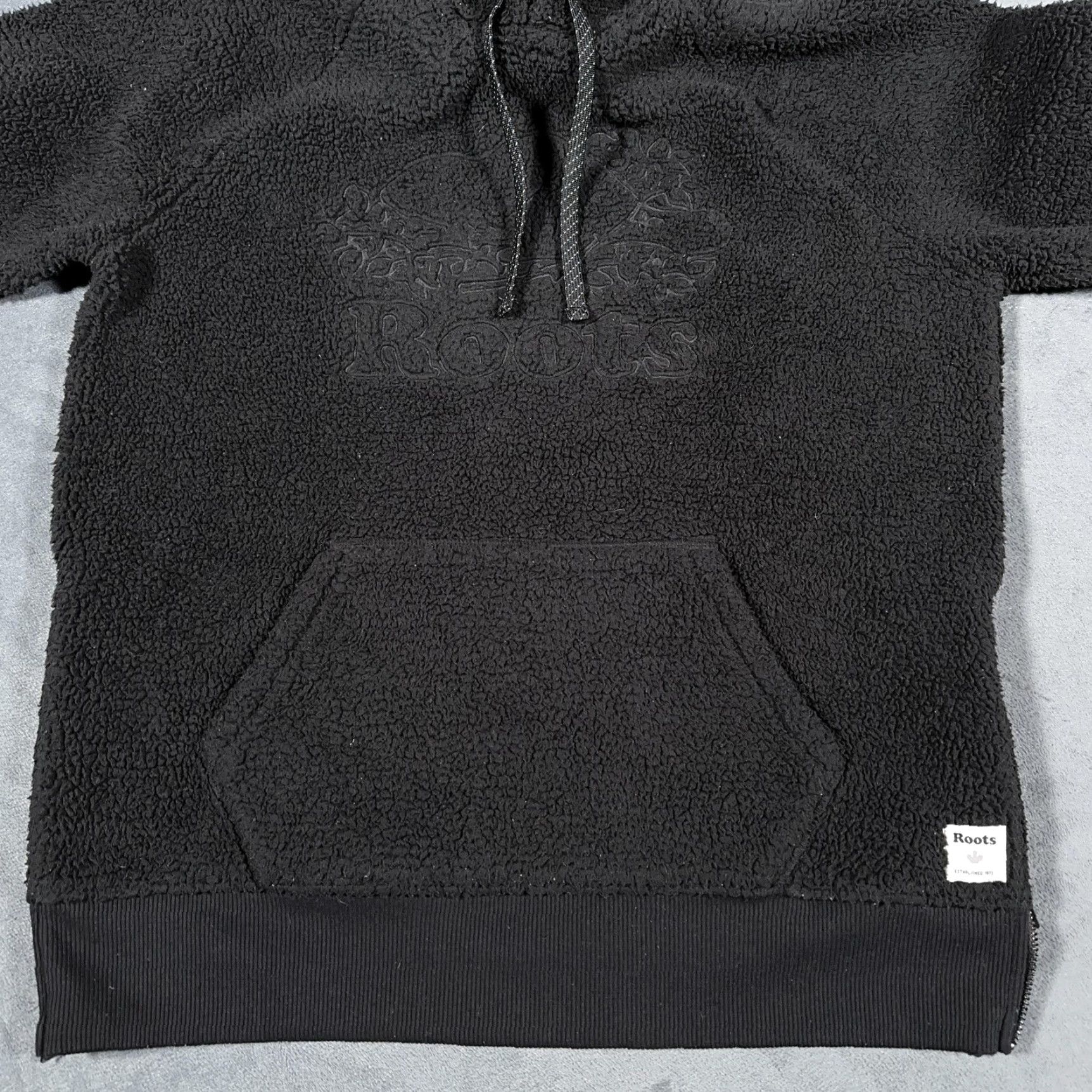 Roots Roots Hoodie Womens Small Black Sherpa Fleece Pullover Kangaroo Pocket Side Zip Size S / US 4 / IT 40 - 5 Thumbnail