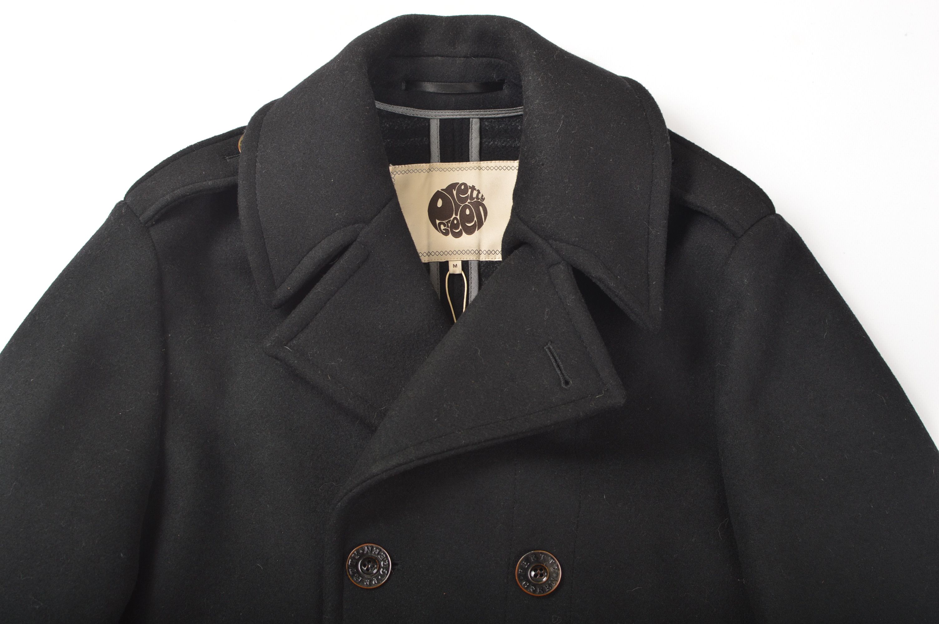 Pretty Green Pretty Green Double Breasted Wool Blend Pea Coat Size US M / EU 48-50 / 2 - 2 Thumbnail