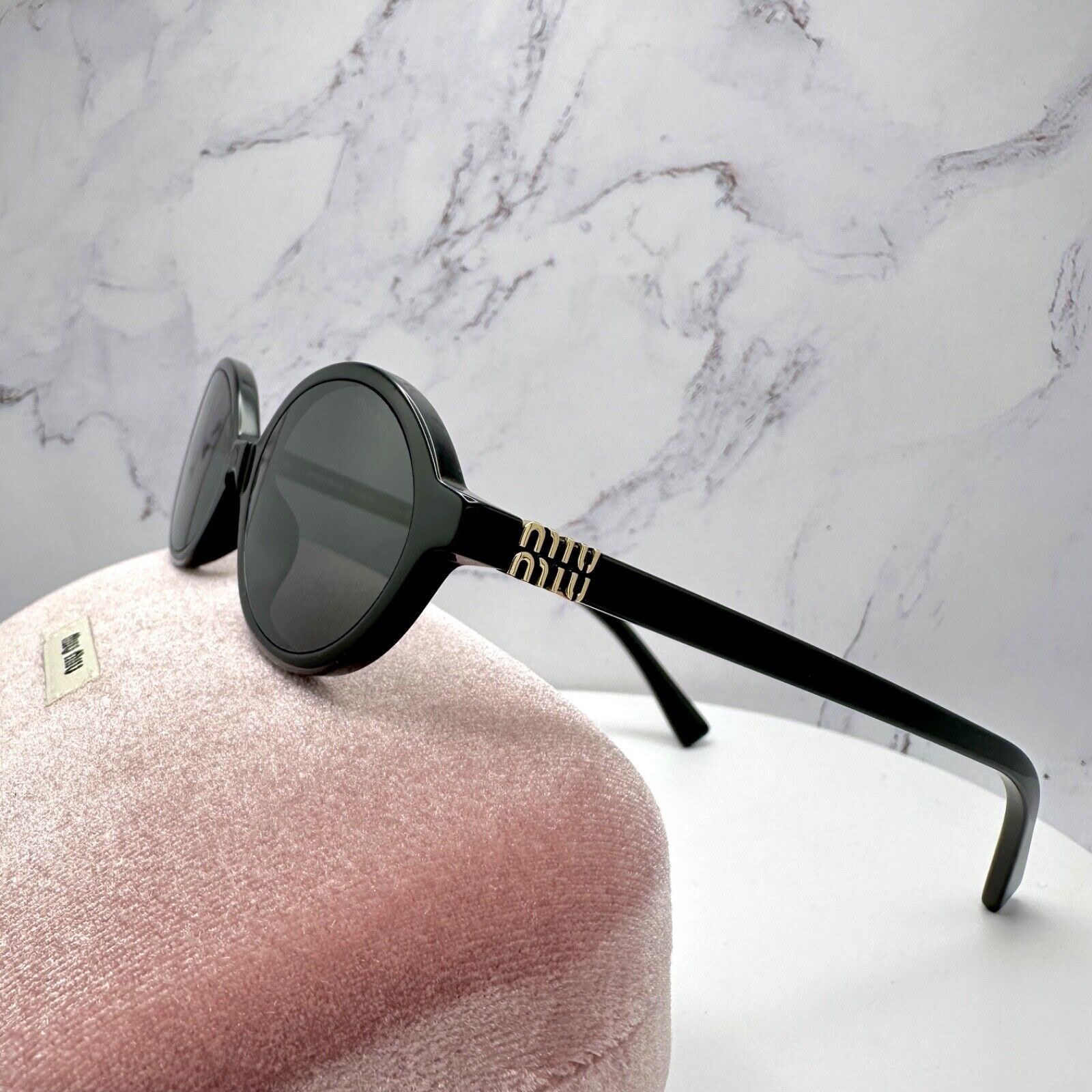 Miu Miu MIU MIU Sunglasses New Black Slim Gold Metal Logo Authentic Size ONE SIZE - 19 Thumbnail