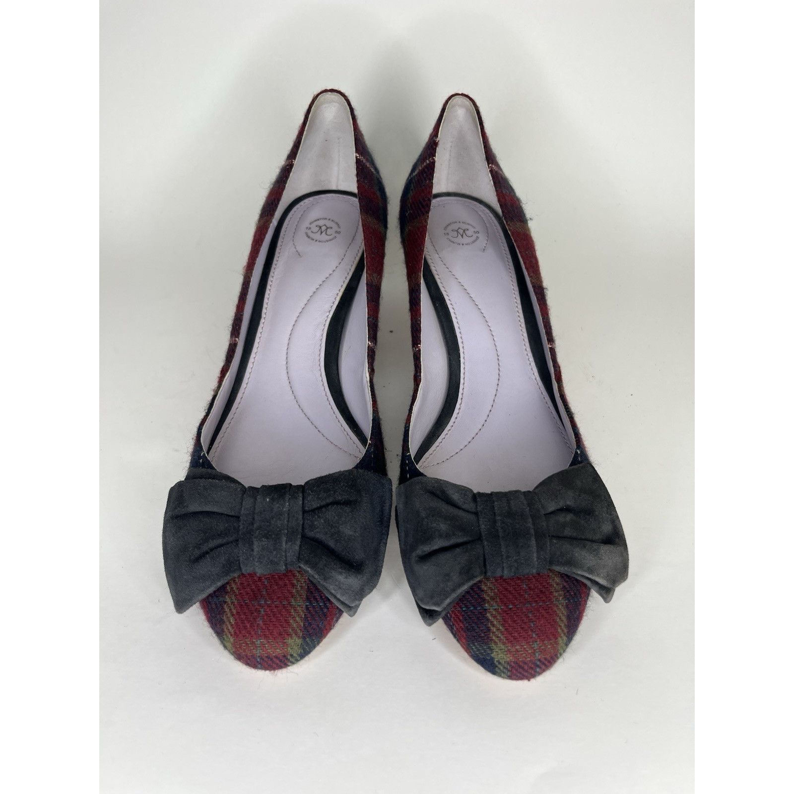 Johnston & Murphy Johnston & Murphy Red Plaid Blue Bow Round Toe Pumps Heels W Size US 10 / IT 40 - 12 Thumbnail