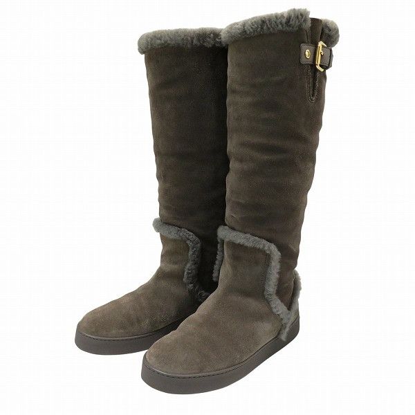Louis Vuitton Louis Vuitton Long Boots Leather Shoes Cl0163 in Grey, Women's