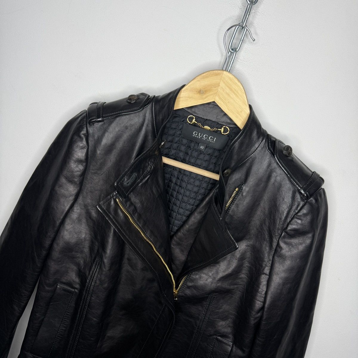 Gucci Gucci Black Leather Jacket Biker by Tom Ford Y2K Size S / US 4 / IT 40 - 4 Thumbnail