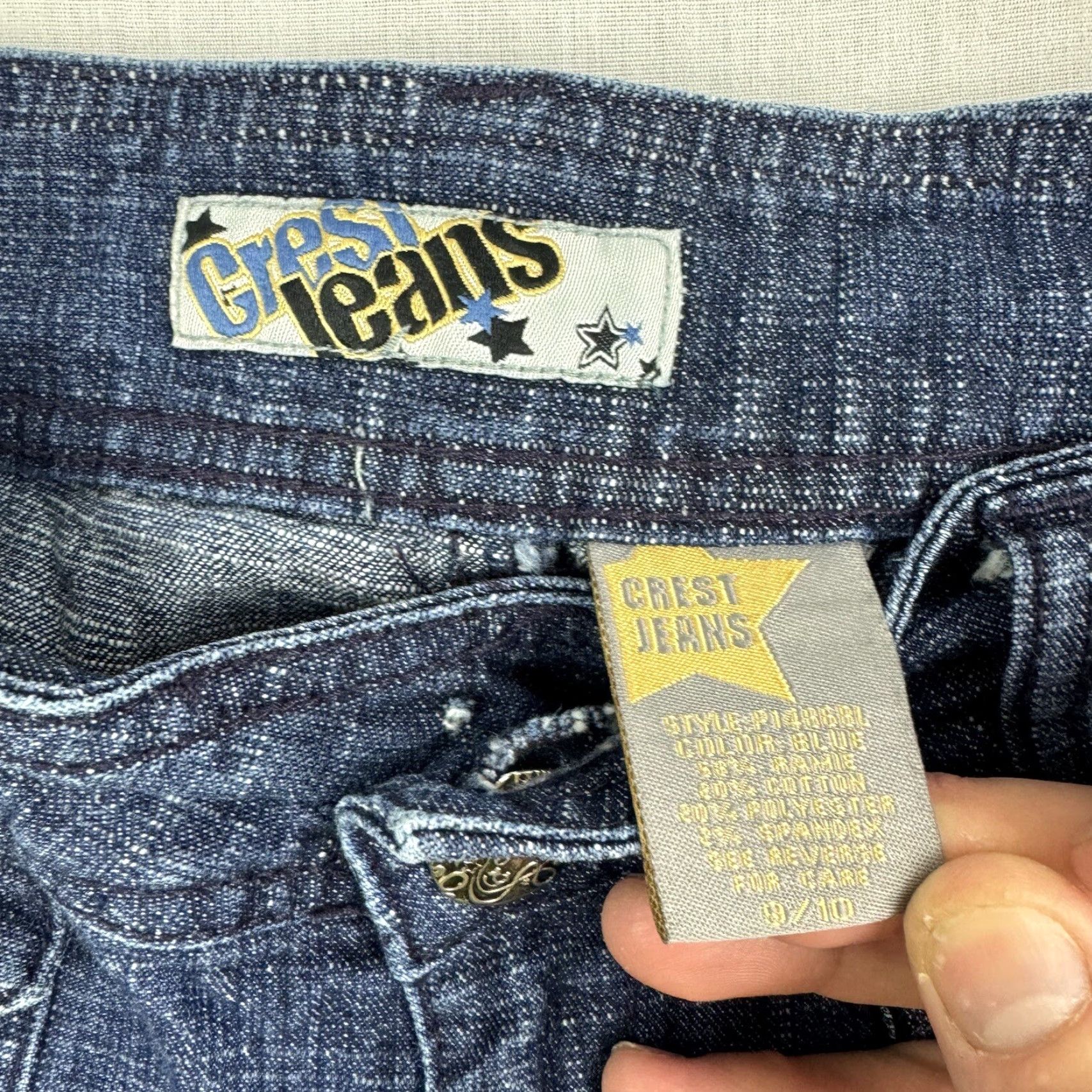 Vintage VINTAGE Crest Jeans Womens 9/10 Blue Flared Grunge Y2K Hipster Lower Waist Jeans Women Size 30" / US 8 / IT 44 - 6 Thumbnail